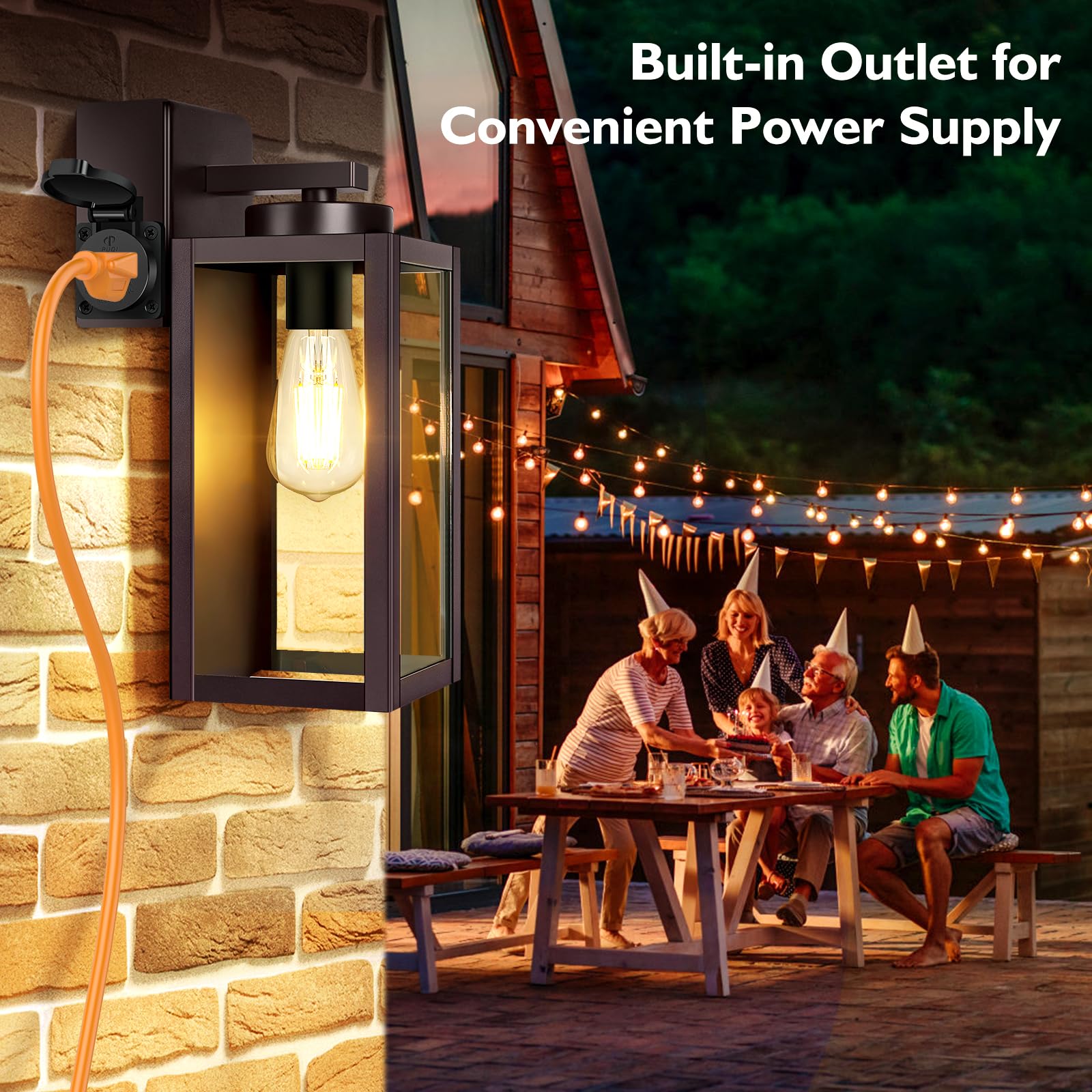 Beslowe 2-Pack Modern Porch Lights - Ul Certified, Waterproof Outdoor Wall Sconces For House, Brown