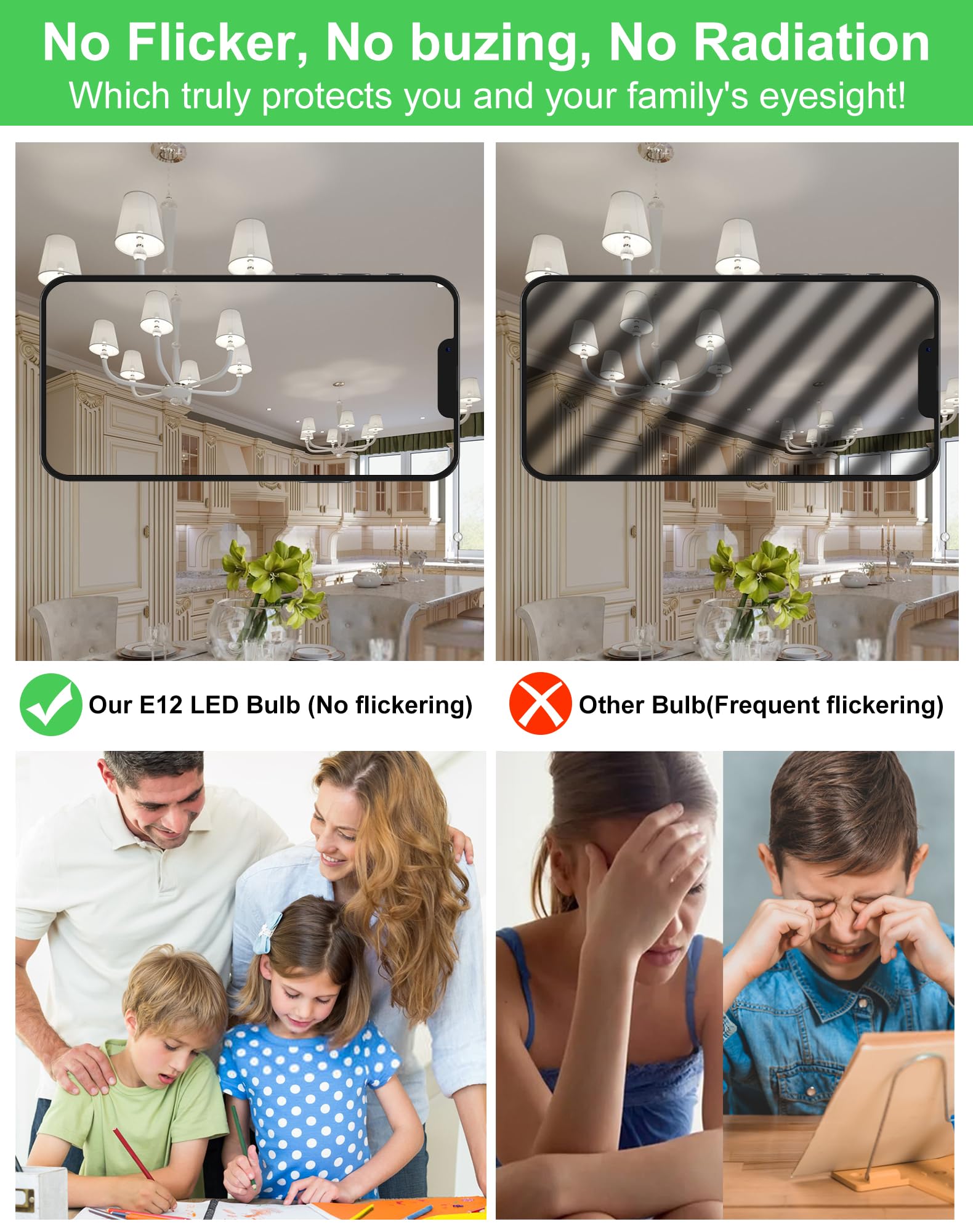 Gohdlamp 4000K Natural White E12 Led Bulbs - 100W Equivalent 1200Lm  Non-Dimmable Candelabra Base Bulb 6 Pack For Kitchen  Office  Vanity Lighting