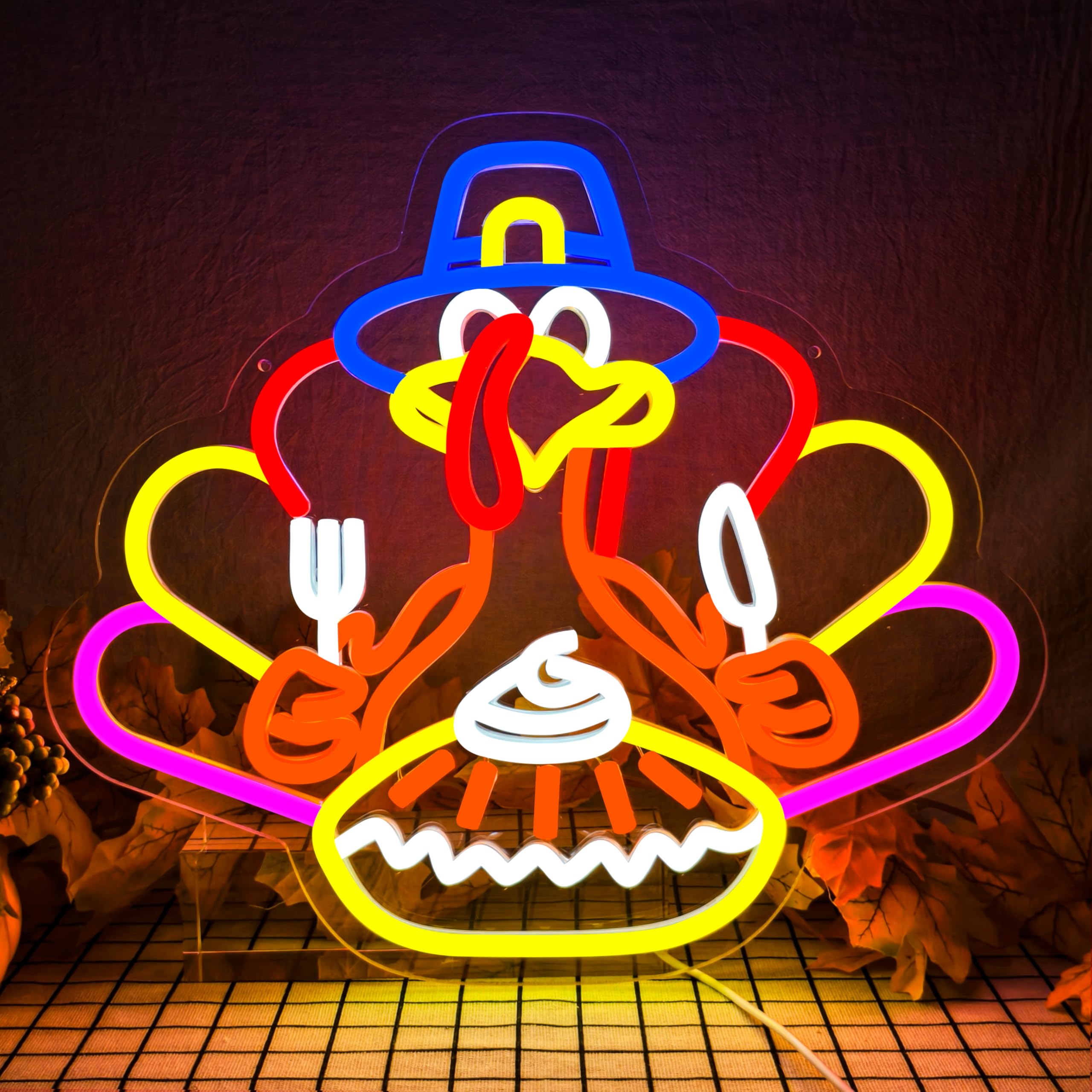 Thanksgiving Turkey Neon Sign Thanksgiving Turkey Decoration Dimmable Thanksgiving Neon Light For Autumn Room Bedroom Table Wall Decor Home Party