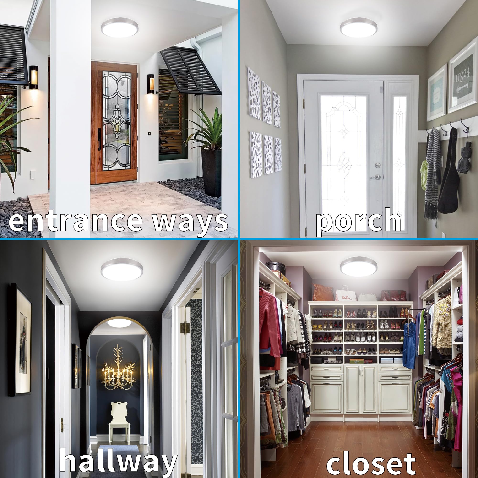 Zhma 8-Inch Led Ceiling Lights, Round Ceiling Light Fixture,12W 880Lm 80W Incandescent Equivalent(Ac85V-265V),Natrual White Light For Kitchen Bathroom Dining Room Closet(2-Pack)