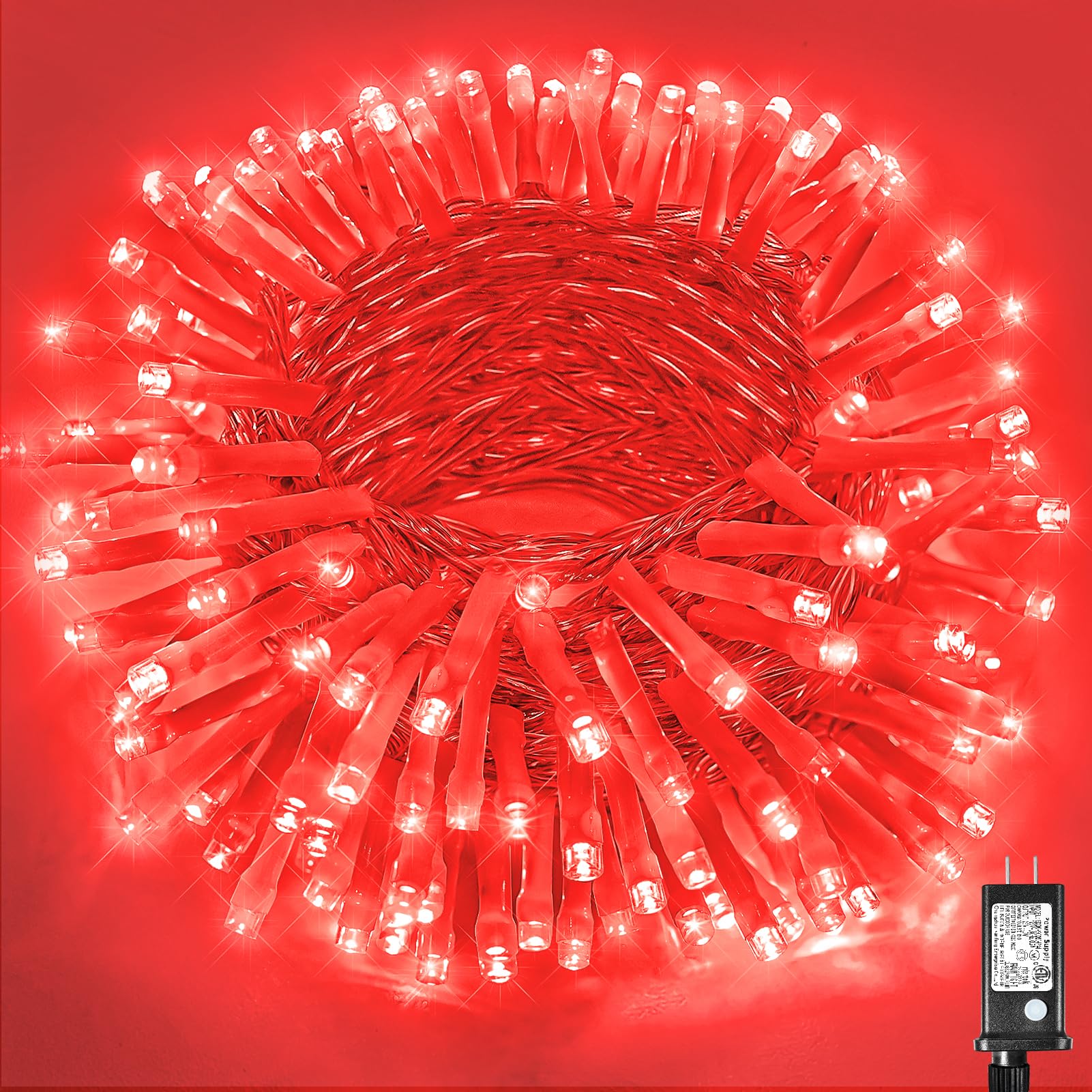 200 Led Red Christmas Lights, 66Ft Red String Lights 8 Modes Clear Wire, Connectable Waterproof Plug In Twinkle Fairy Lights For Bedroom Indoor Outdoor Valentines Christmas Decorations