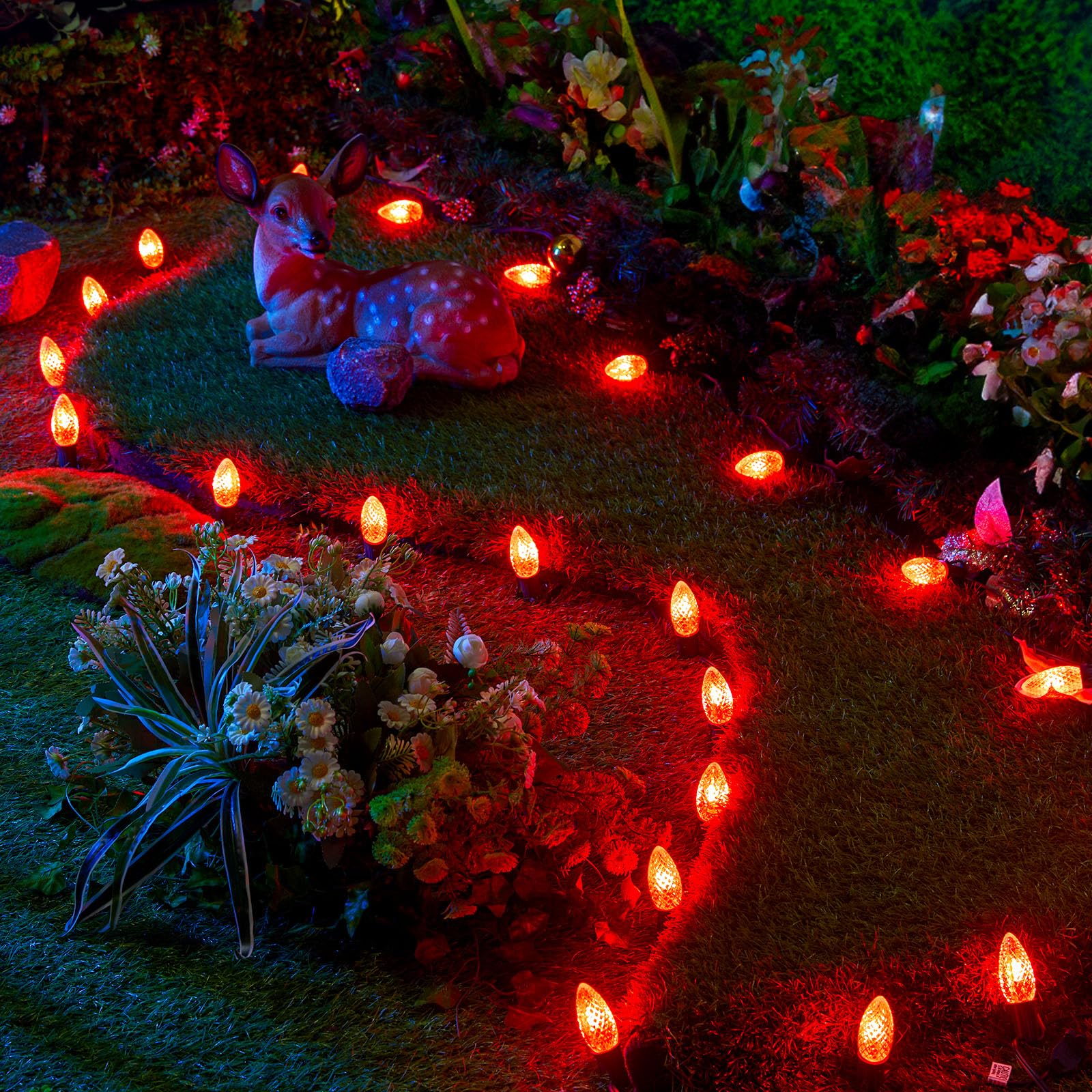 Brightown 100 Pack C9 Led Replacement Christmas Light Bulb, C9 Shatterproof Led Bulb For Christmas String Light, E17 Intermediate Base, Commercial Grade Dimmable Bulbs, Red