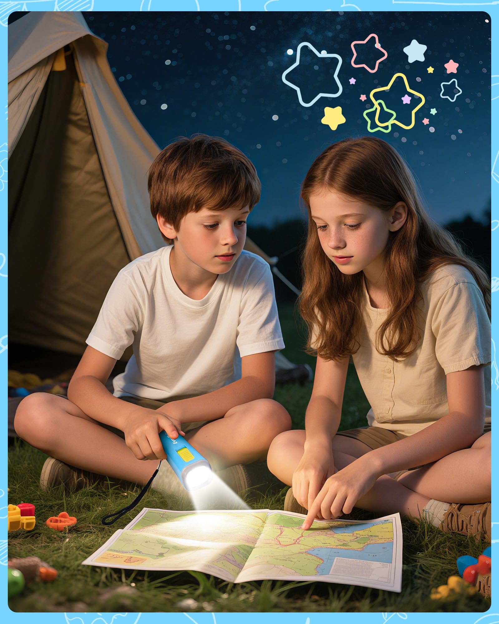 Everbrite 4-Pack Mini Led Plastic Flashlight, Kids Party Favors Torch Colors Assorted For Children Projector, Hurricane Supplies