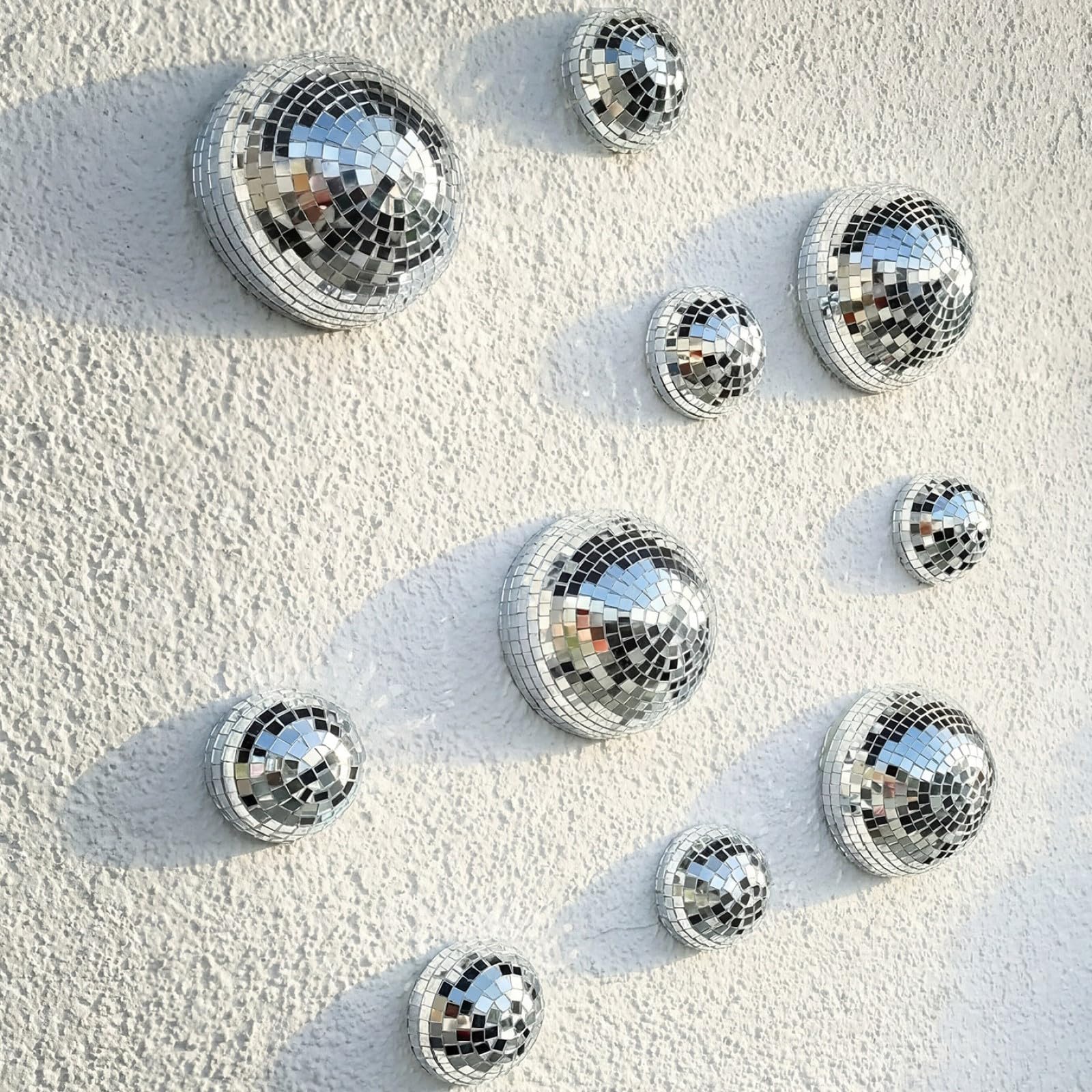 Sliner 10 Pcs Half Disco Ball Wall Sign Mosaic Glass Retro Disco Ball Wall Decor with Adhesive Backing Funky Style for Indoor Ou