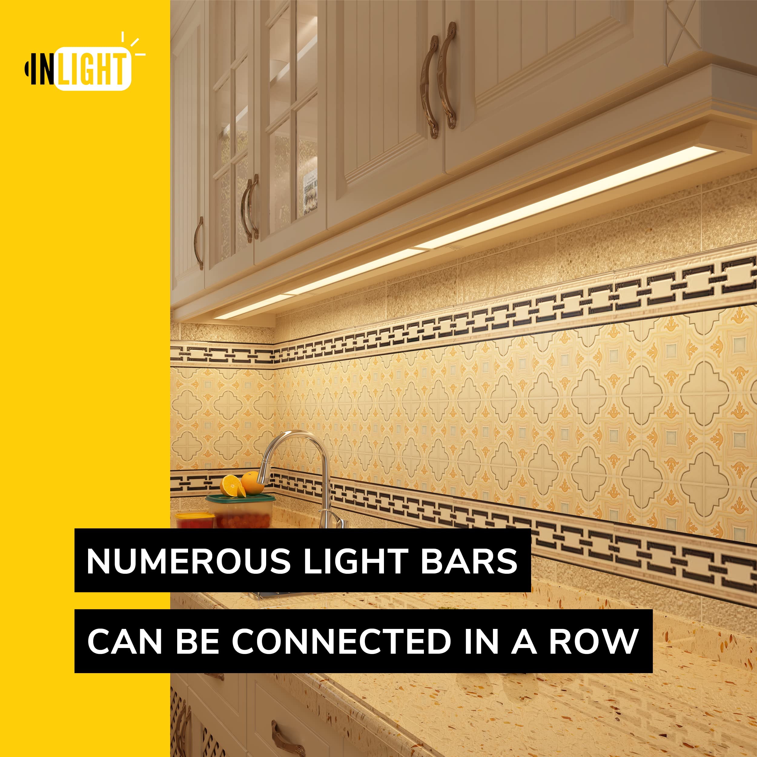 GETINLIGHT 32-inch Swivel LED Under Cabinet Light, Dimmable, Selectable White 2700K/4000K/5000K, White Finish, Model IN-0202