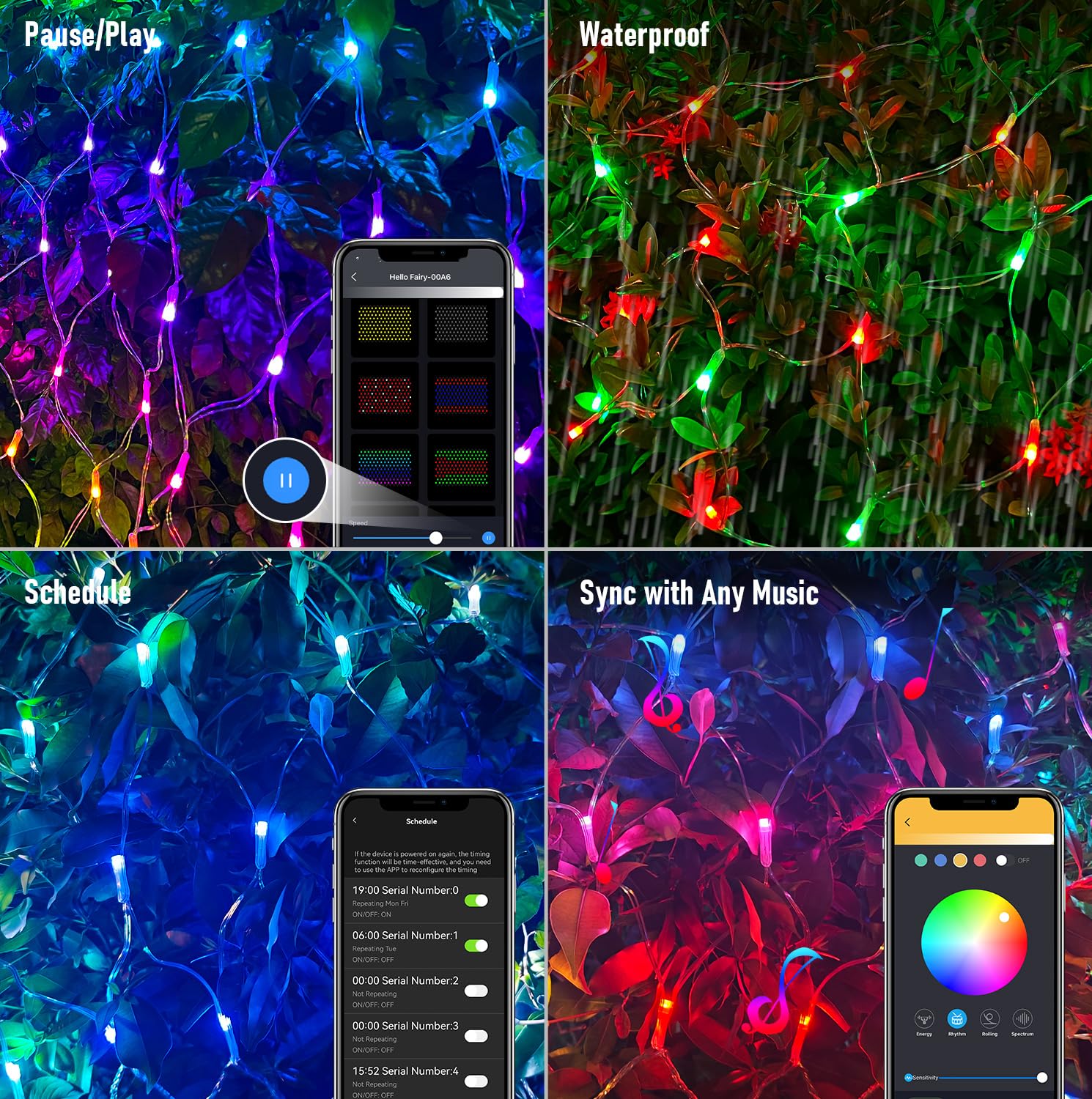 Aoycocr 4X6Ft Smart Christmas Net Lights Outdoor For Bushes  Bluetooth App Control  Rgb Connectable Bush Lights  58+ Scene Modes  Music Sync  Ip44 Waterproof For Tree Fence Holiday Xmas Decorations