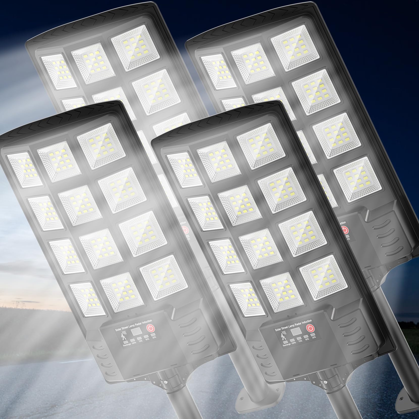 Heisolcool HL Solar Street Lights Outdoor Waterproof, 20000LM 320 Wide Angle Solar Flood Light, LED Solar Parking Light with Mot