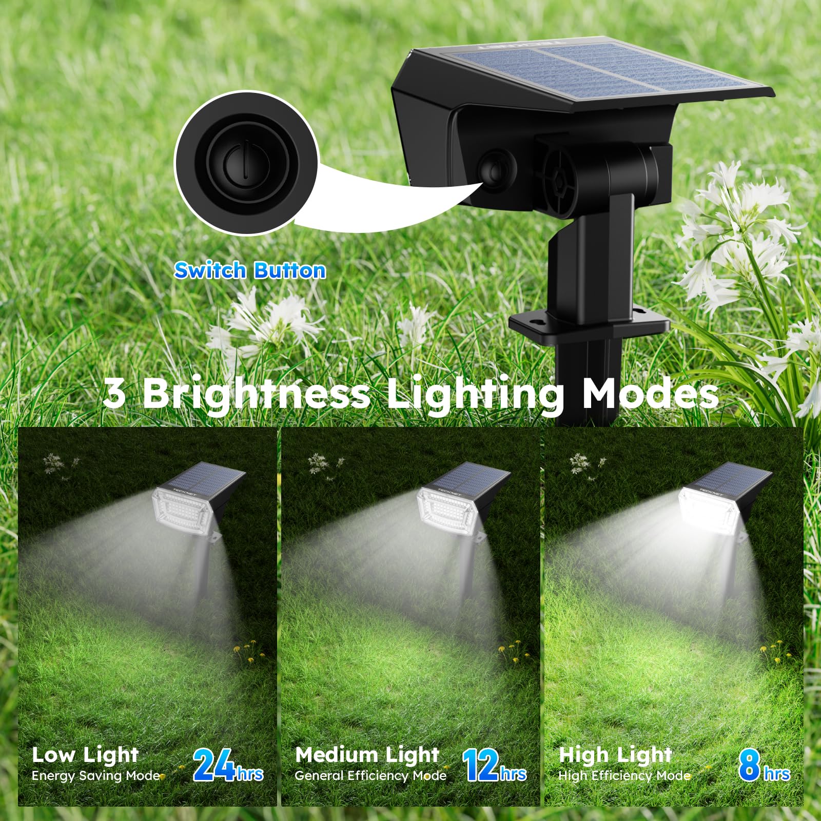 TECKNET Solar Spot Lights - 59 LED, 3 Lighting Modes, Waterproof IP65, 6 Pack, Cool White, Model TK-SL005