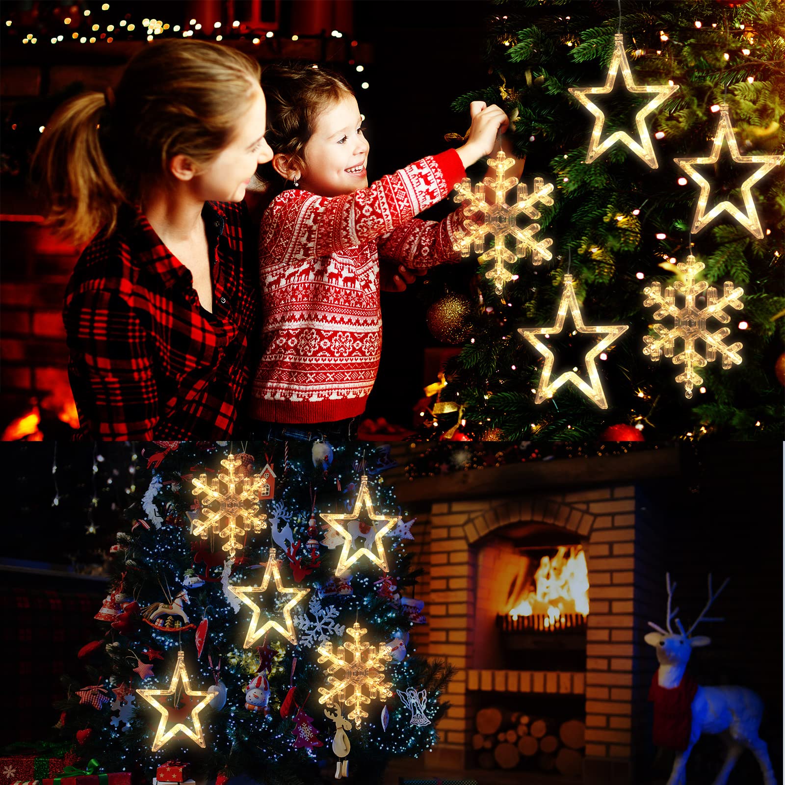 5 Pieces Christmas Window Lights Decorations Christmas Lighted Sign Warm White Battery Operated Backdrop Silhouette String Light