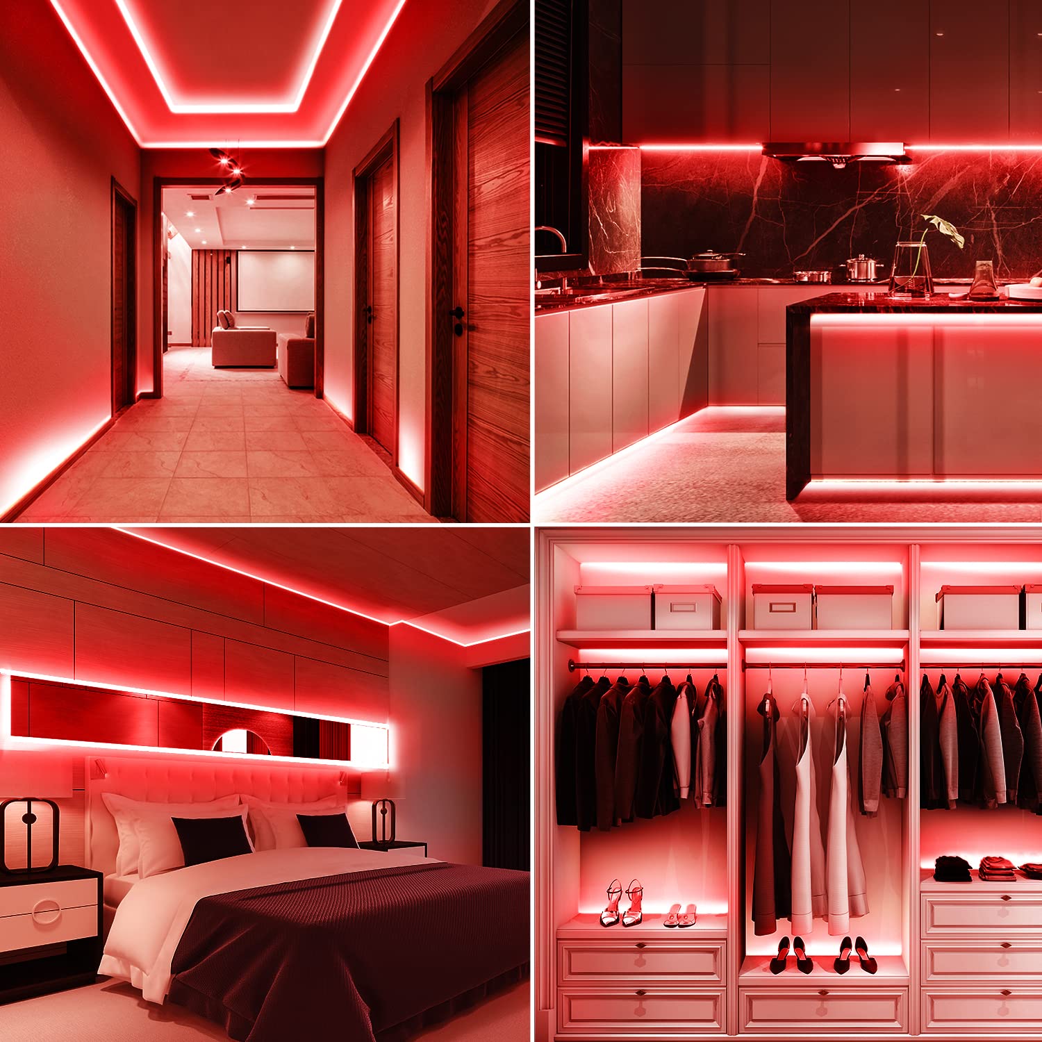 Smacen Battery Powered Cob Led Strip Lights, 4.92Ft Battery Operated Red Led Strip Lights, High Brightness Flexible Led Tape Lights For Room, Cabinet, Bedroom, Kitchen, Party, Home Diy Decoration