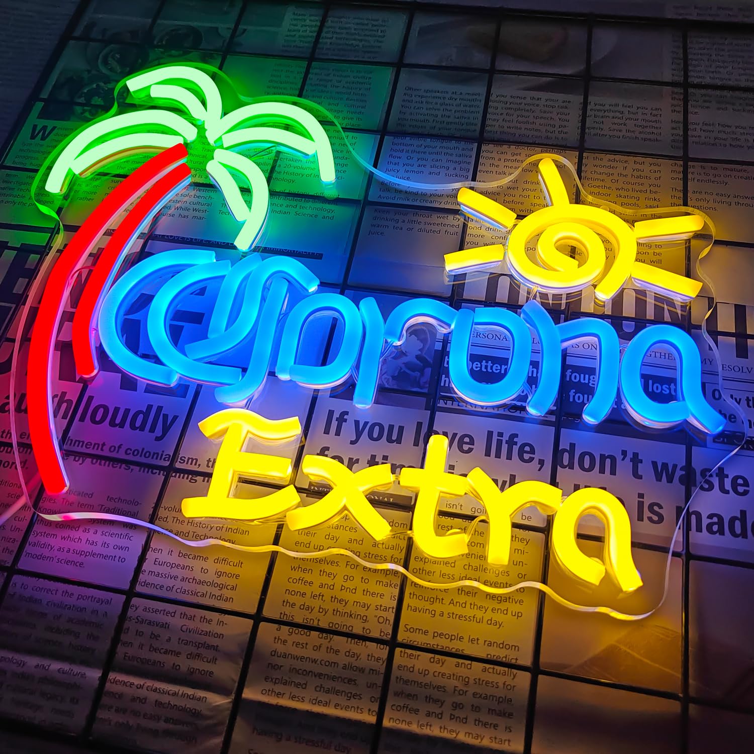 Jooetuu Palm Tree Beer Neon Signs Dimmable Coro Ex Bar Neon Light Sign For Home Bar Man Cave Pub Bistro Palm Tree Sunrise Sunset Neon Light For Wall Decor Beer Gifts