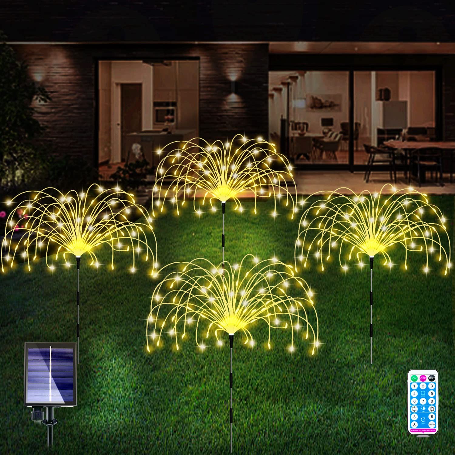 Solar Garden Lights 4-Pack Waterproof Decorative Pathway Firefly Lights for Courtyard & Garden Party Warm White
