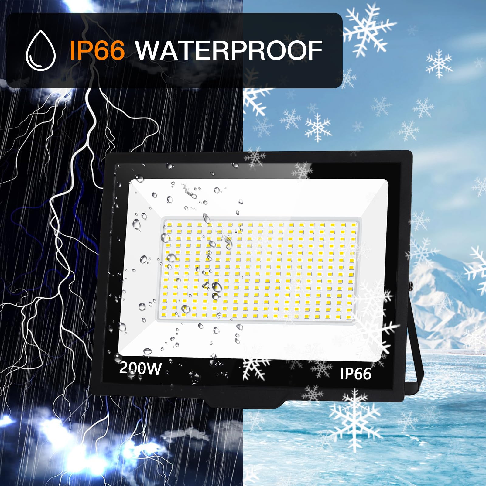 Shgpoda 2 Pack 200W Led Flood Lights Outdoor, 24000Lm Brighter Security Lights With Plug+10Ft Cord, Ip66 Waterproof Lights, 5000