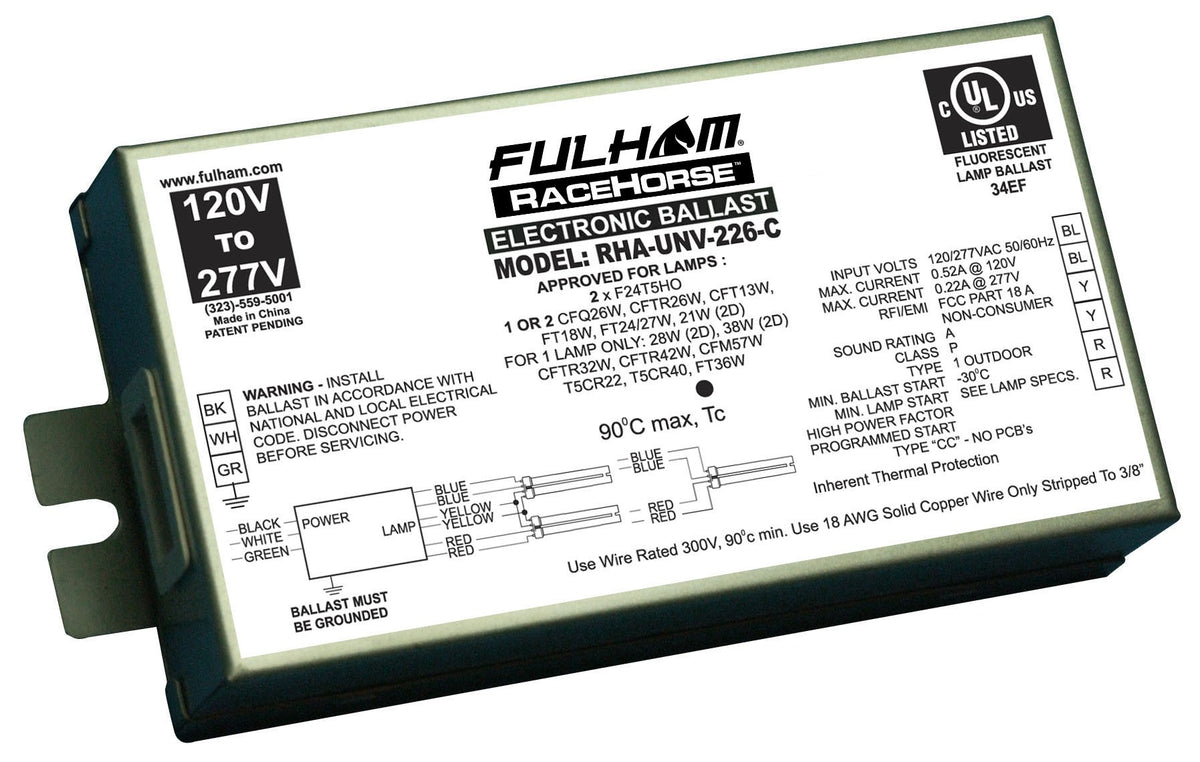 Fulham Lighting Fulham Racehorse Cfl Ballast, Rha-Unv-226-C , White