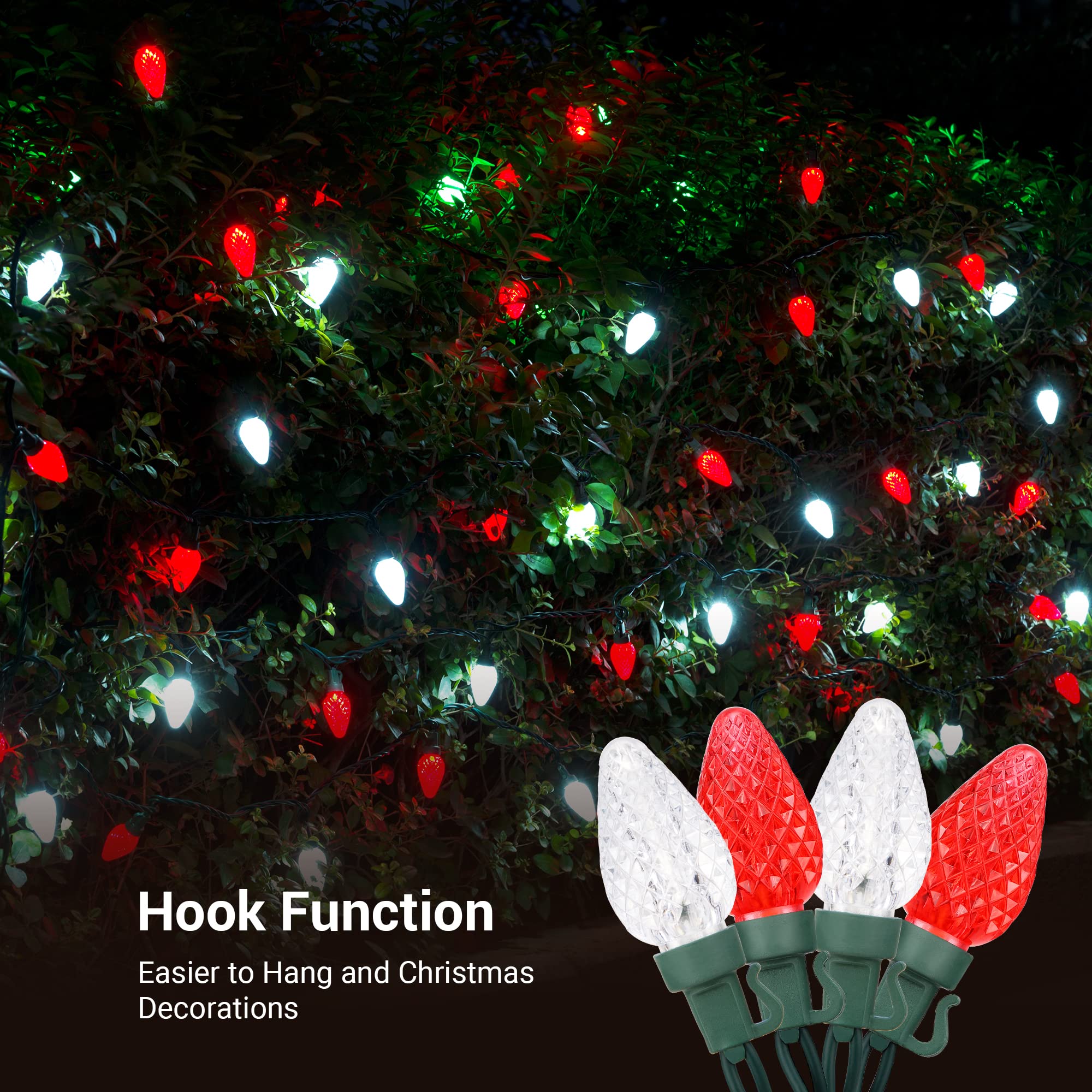 Dewenwils C7 Led Christmas Lights Outdoor, 33.3Ft 50Led Christmas String Lights, Outdoor Decorations For Christmas Tree, Patio,