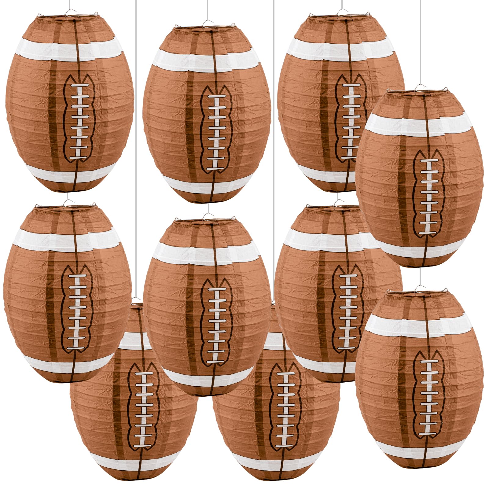 10 PCS 12 Inch Football Paper Lantern Ceiling Football Party Lantern Sport Paper Hanging Lanterns for Sport Themed Birthday Baby Shower Classroom Game Party Centerpieces Superbowl Season 2026