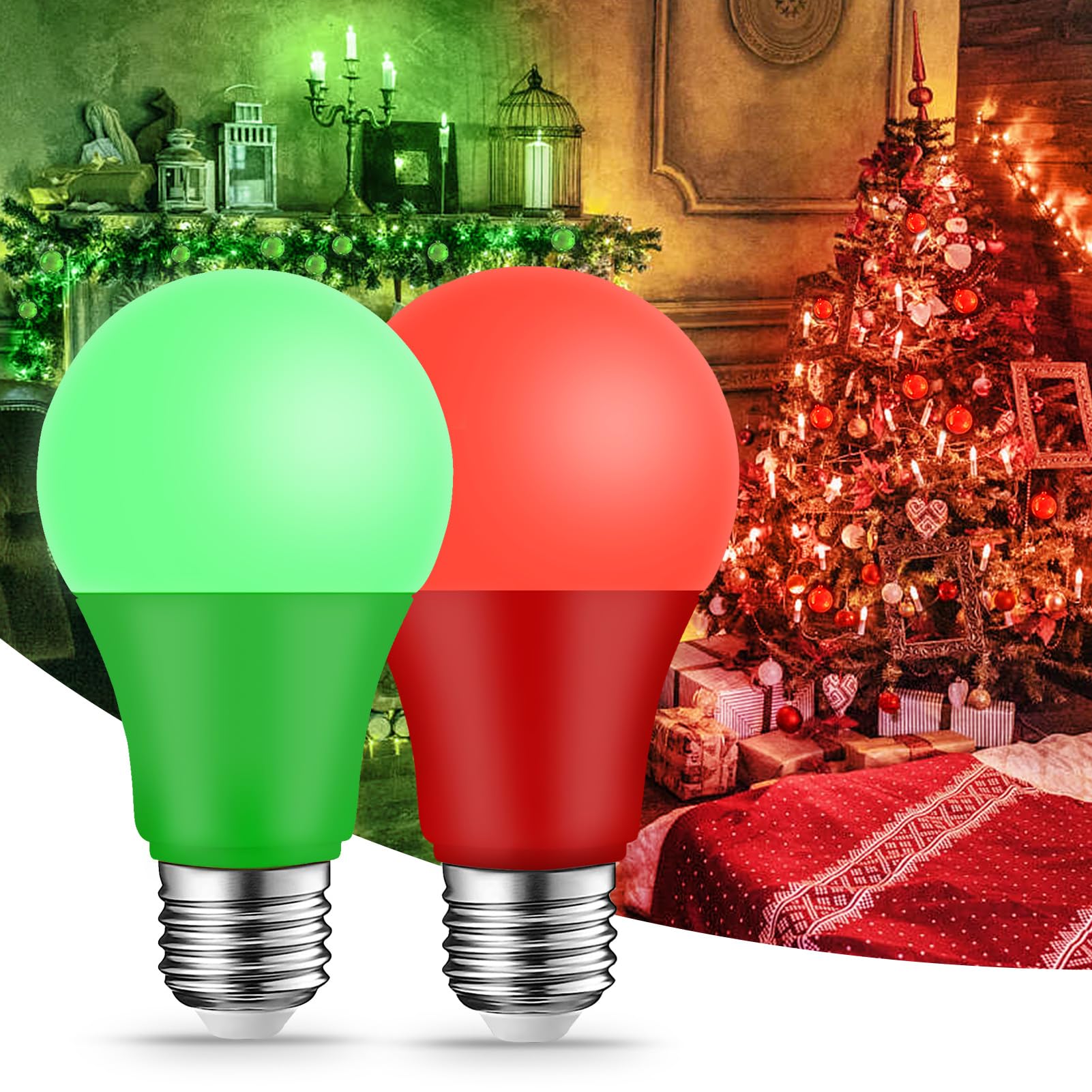 KQHBEN LED Green Light Bulbs - 9W (60W Equivalent) E26 Base - 4 Pack for Home Decor and Events