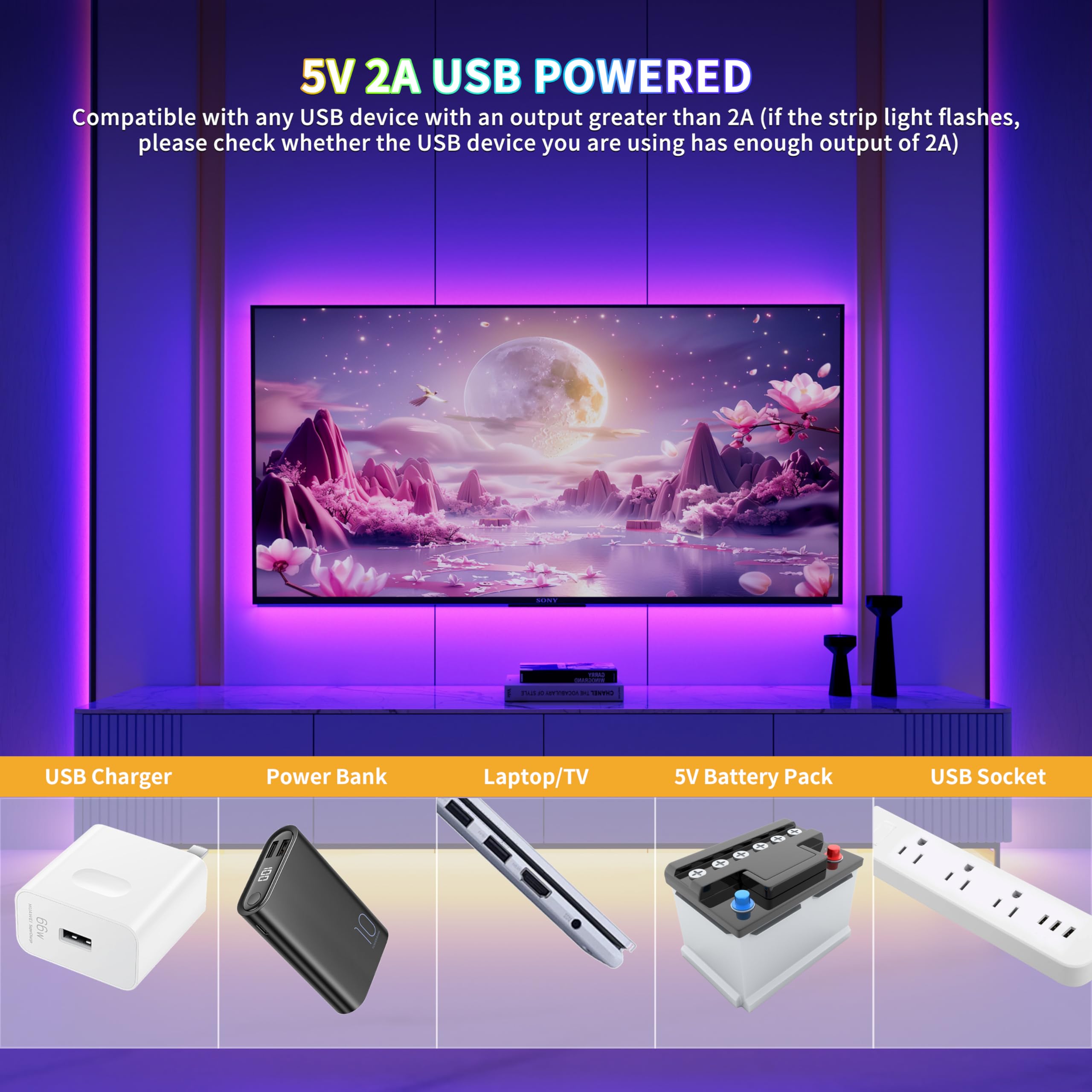 Pautix 5V Usb Cob Rgb Led Strip Light 9.84Ft/3M Color Changing Light Strips Tv Backlight Multicolor Flexible Under Cabinet Tape Lights With Bluetooth Control For Bedroom Kitchen Home Diy Lighting