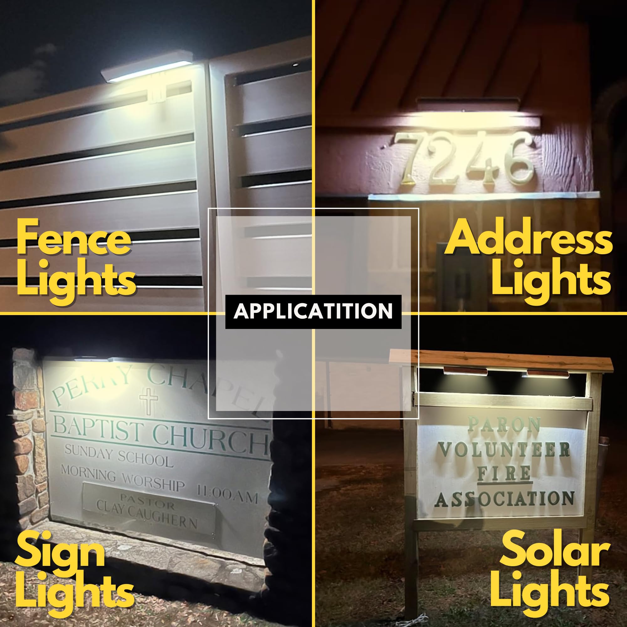 BRIGHTICONIC Solar Sign Light – LED Floodlight for House Numbers – 13in Warm White, IP65 Waterproof, Wall/Ground Mount, Model BICSSL002-B-W