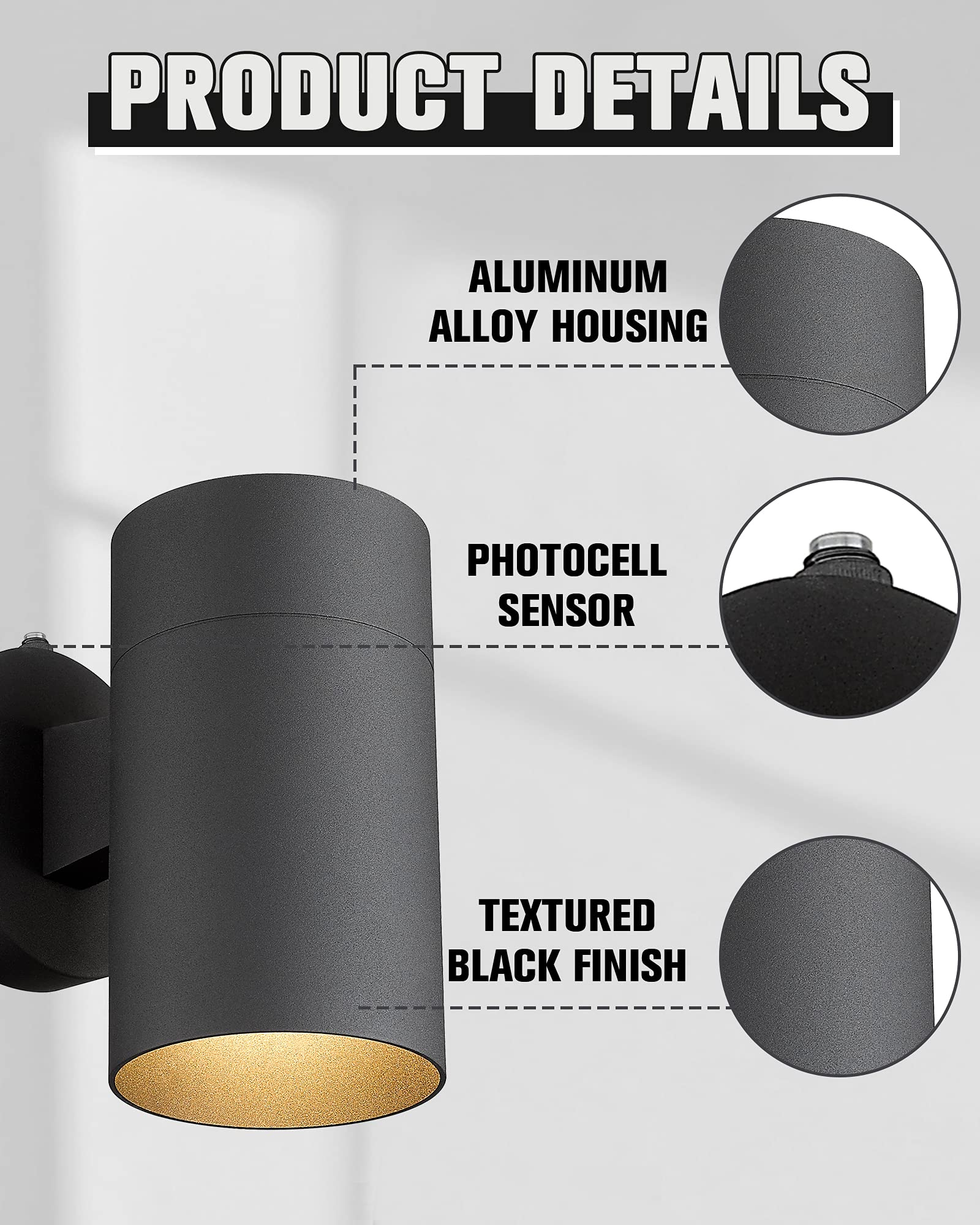 Ken & Ricky 4 Pack Dusk To Dawn Outdoor Wall Lighting, Black Porch Light, Modern Outdoor Wall Sconce With Photocell Sensor, Farmhouse Porch & Patio Lights -4 Pack