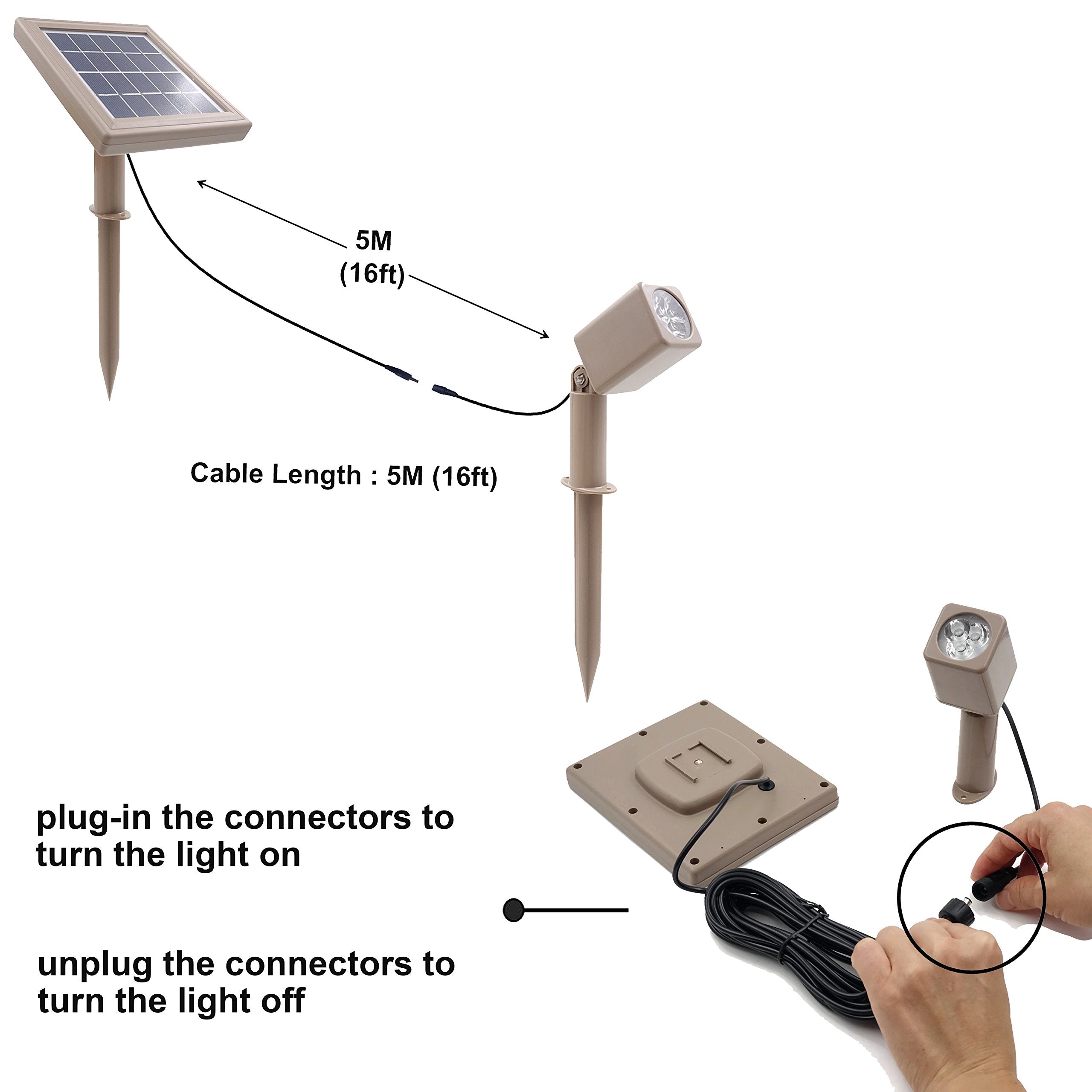 Solar Light Mart HEX 50X Solar Spotlight - Warm White LED, Waterproof, Dimmable, for Outdoor Garden, Walnut Brown