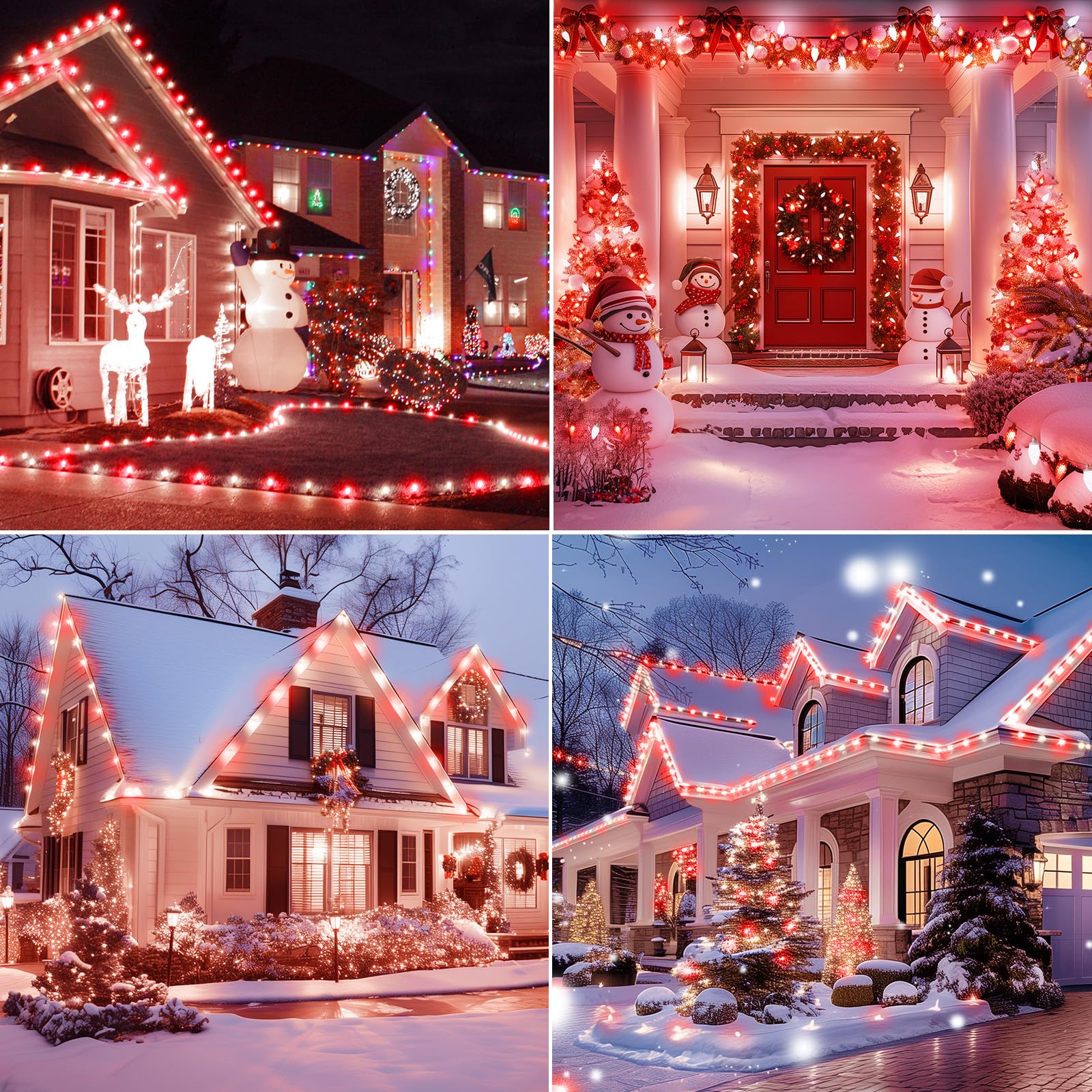 Brightown C9 LED Christmas String Lights, 66ft Waterproof Red & White, 100 LEDs, Plug-in Green Wire for Outdoor Patio Decoration