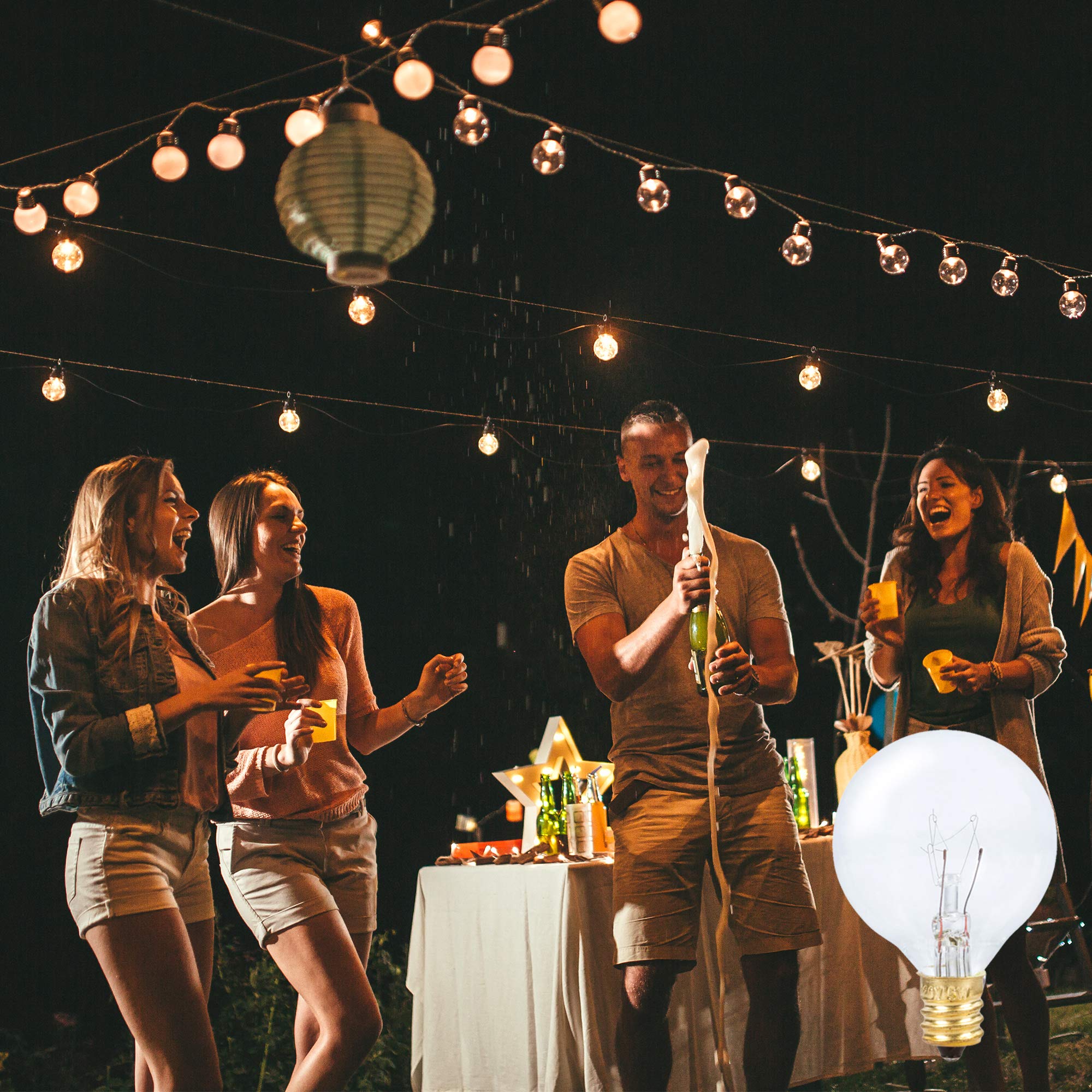 Simba Lighting G40 Replacement Bulbs, 5W E12, Warm White, Dimmable, 25 Pack For Outdoor Use