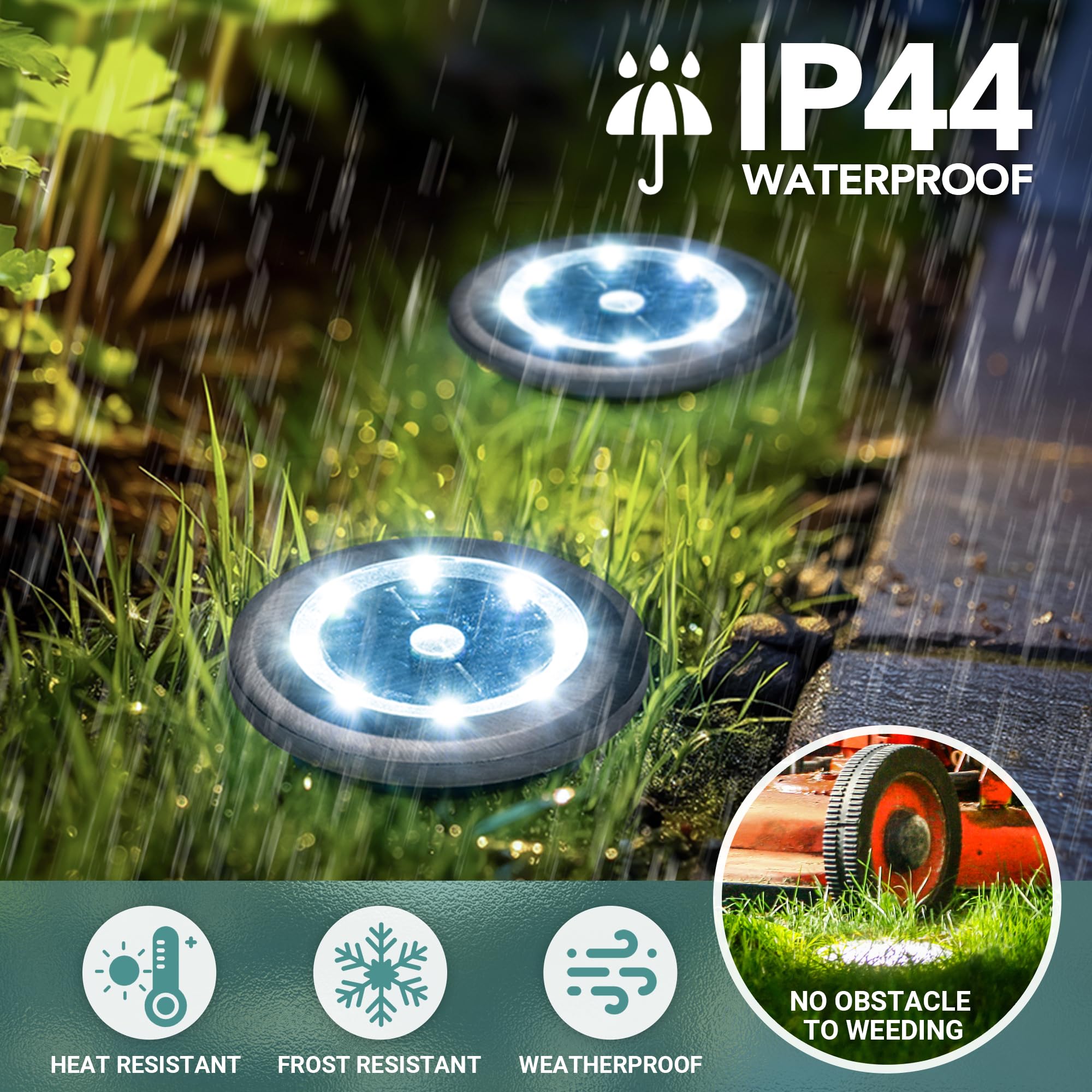 SOLPEX Mini Solar Ground Lights, 20 Pack, Stainless Steel, Warm White, Model 8958, Waterproof Pathway Lighting
