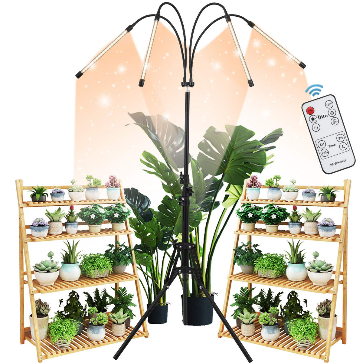 wireless grow light for plants WTINTELL LED Grow Light with Adjustable Tripod, Full Spectrum, 10 Dimm – Lightsdaddy