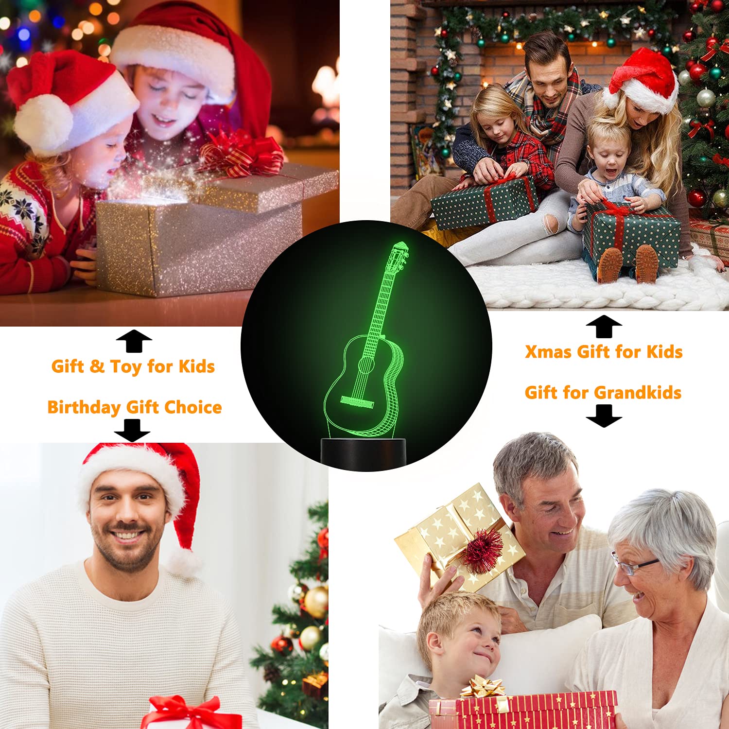 Fullosun 3D Night Light Guitar Gifts For Music Lover, 3D Illusion Lamp With Remote Control &16 Colors Changing Amazing Idea Choi