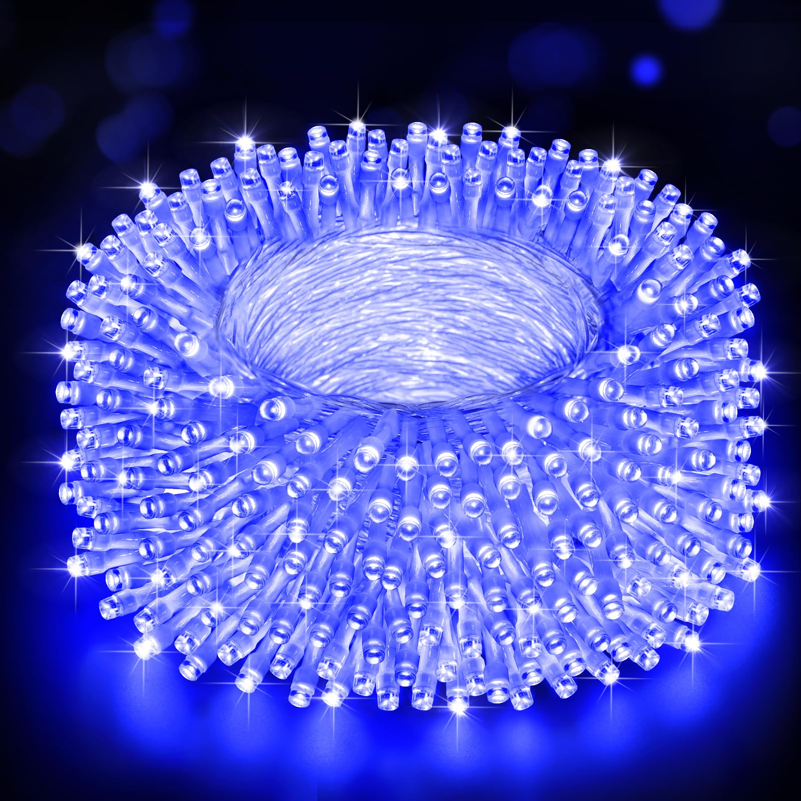 Heceltt 200 LED String Lights, 66ft Clear Wire Twinkle Fairy Lights, Indoor Outdoor, Remote, Blue, Model BG-CL3M3-306L01