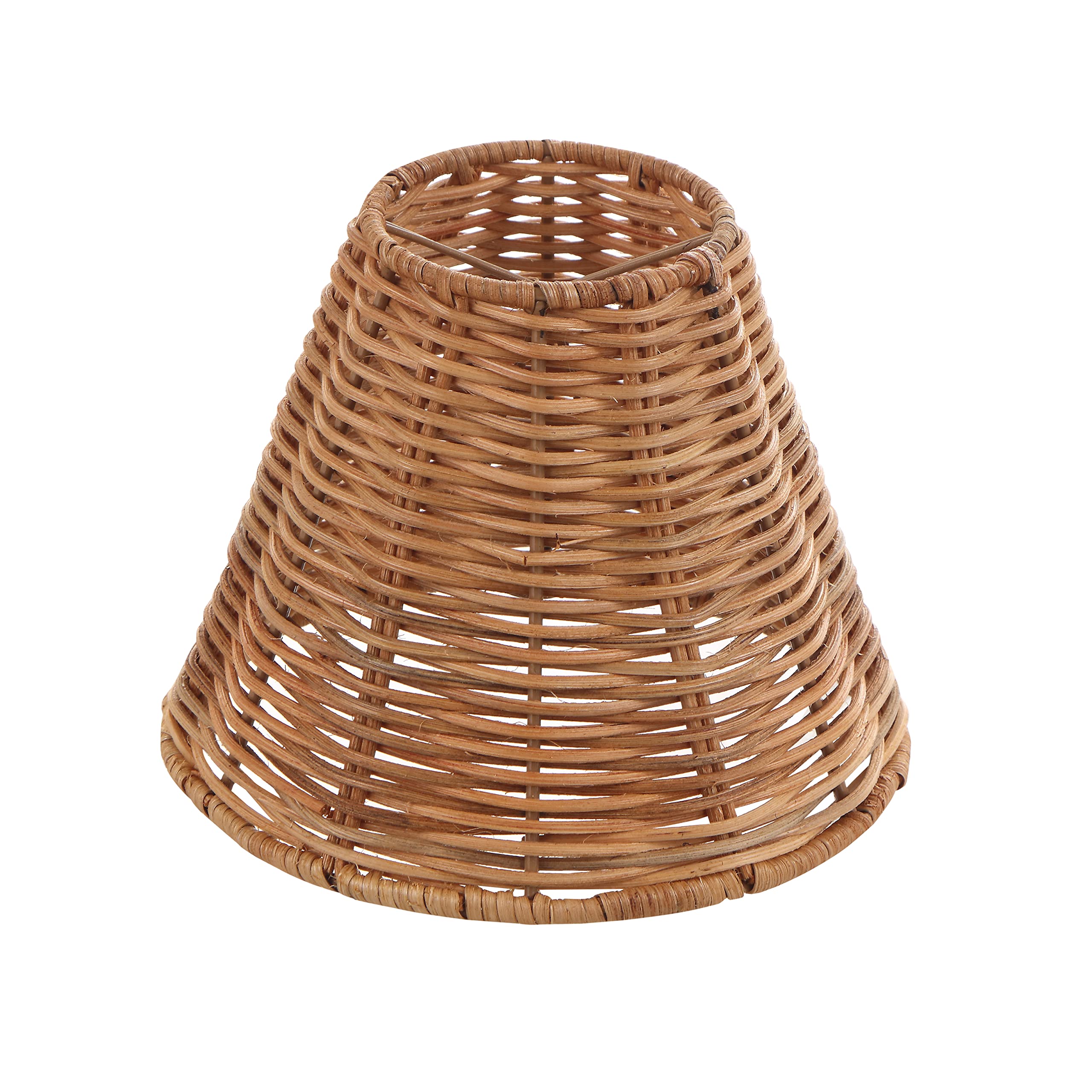 Aspen Creative 51003 Empire Clip-On Chandelier Lamp Shade, Natural Rattan, 3 Top x 6 Bottom x 5 Slant Height