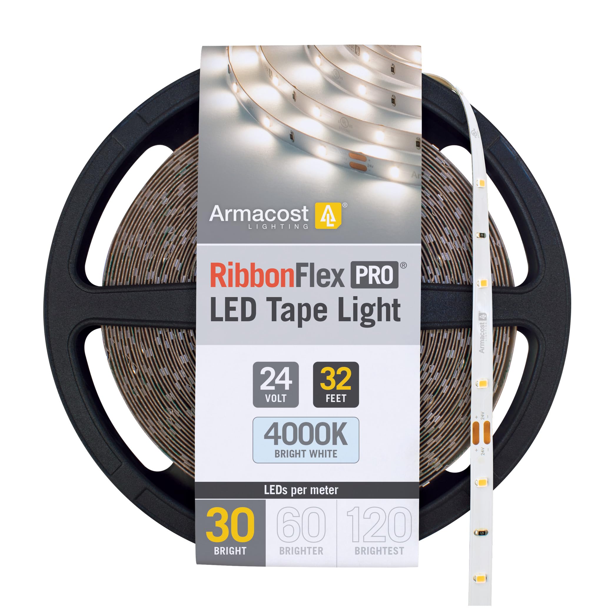 Armacost Lighting Ribbonflex Pro 24V White Led Strip Lights 30 Led/M  4000K  32.8 Ft 154250