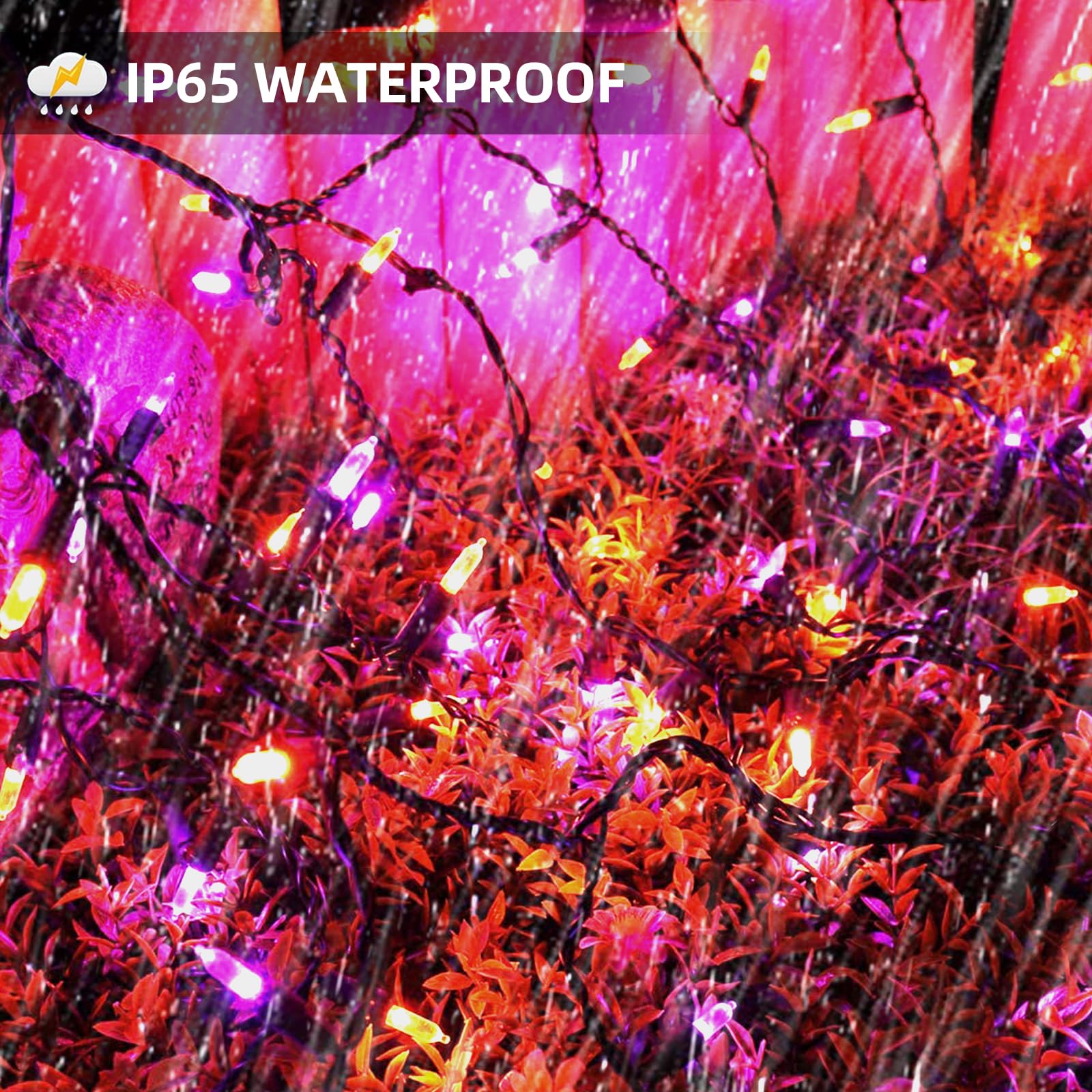 Green Convenience 33ft 100 LED Battery String Lights, Motion Sensor, Purple & Orange, Waterproof Halloween Indoor/Outdoor Decor, Model LSO-100/2F