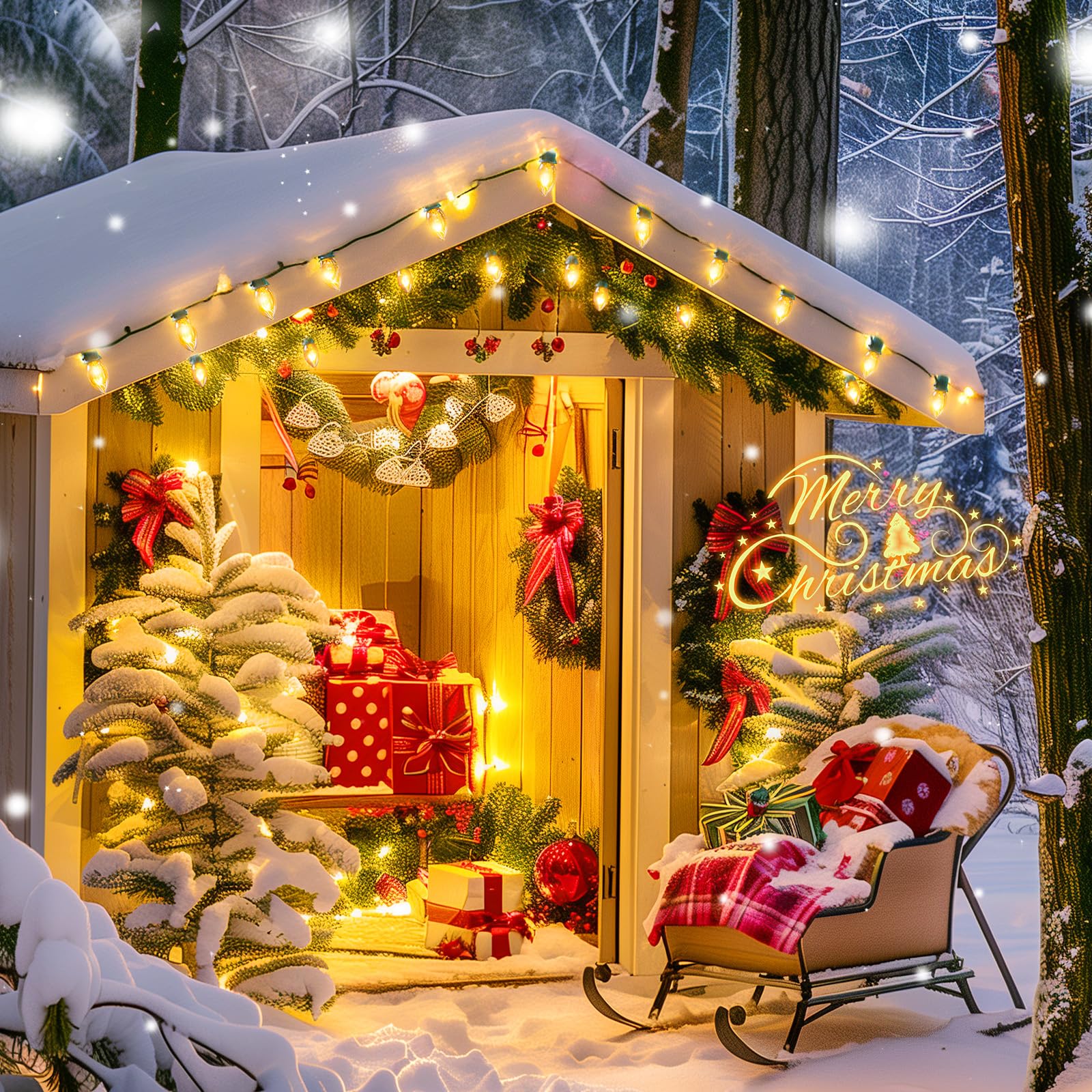 Brightown C7 Christmas Lights Outdoor 25 Feet Warm White Christmas Lights String Green Wire For Room Roofline House Garden Patio