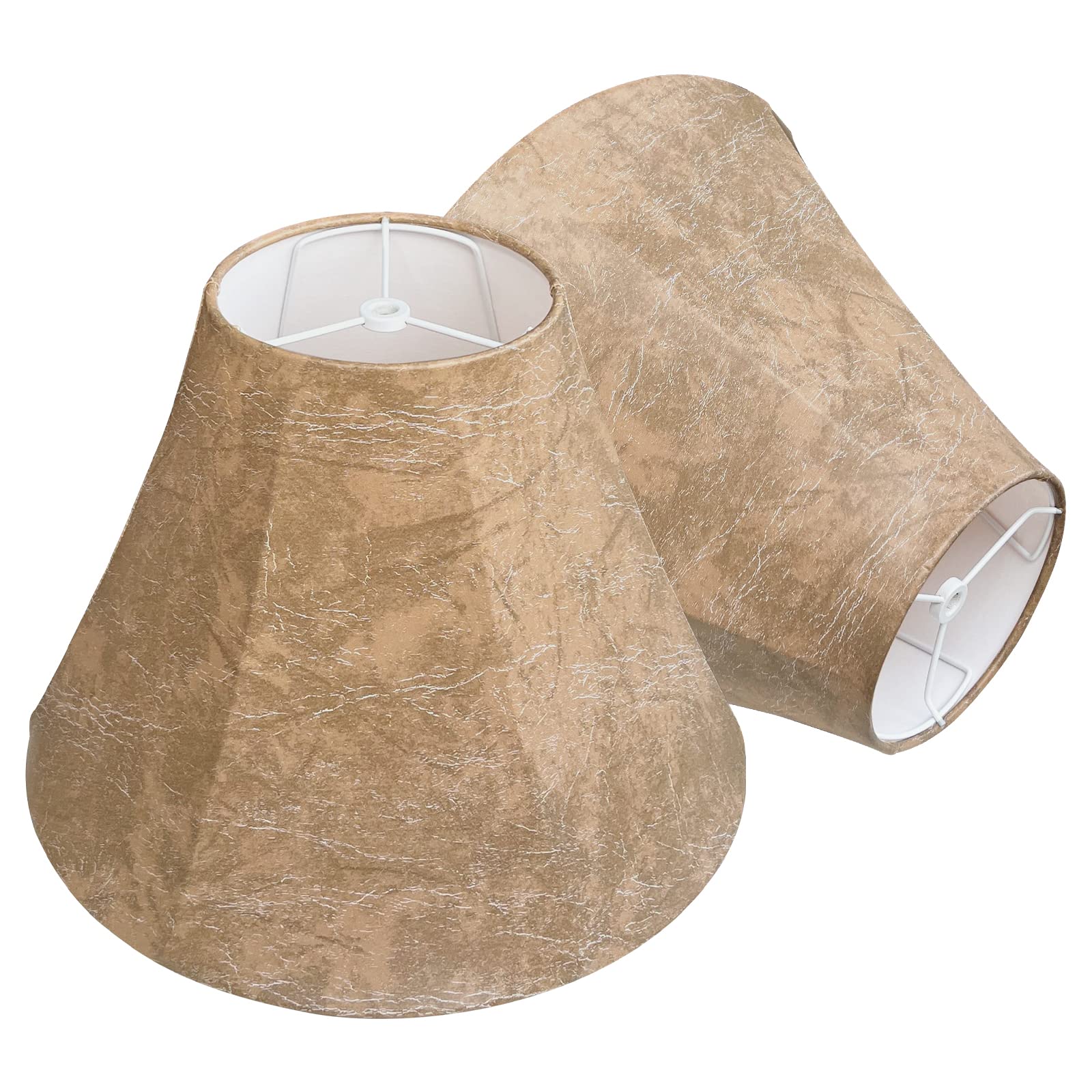 TOOTOO STAR Lamp Shades Set of 2, Faux Leather compatible with Sheepskin, 6in Top x 14in Bottom x 10in High, Model SX-0255SS