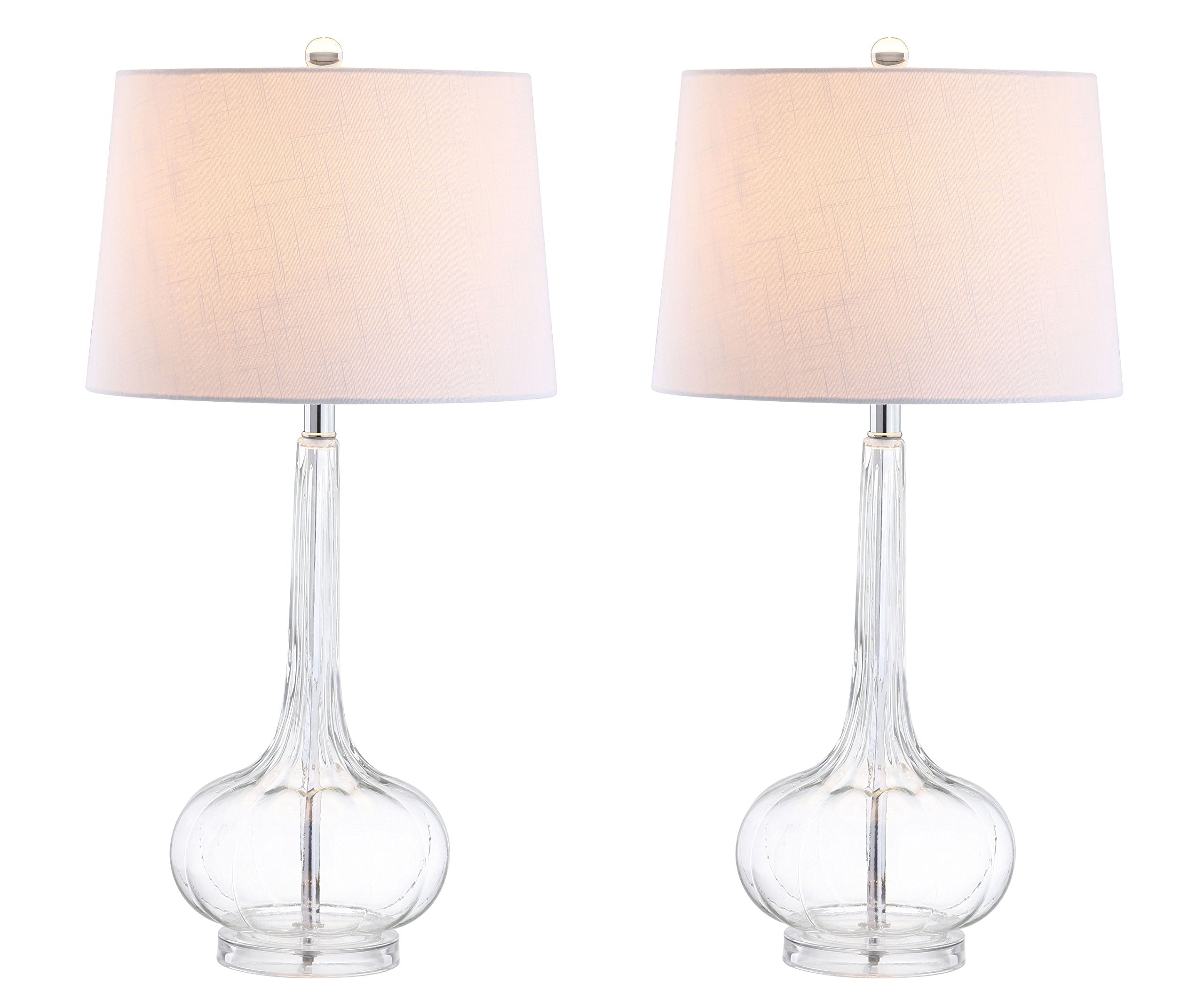 JONATHAN Y Table Lamps Set of 2 Glass Teardrop LED 28.5in Clear JYL1079C-SET2 for Bedroom Living Room Office