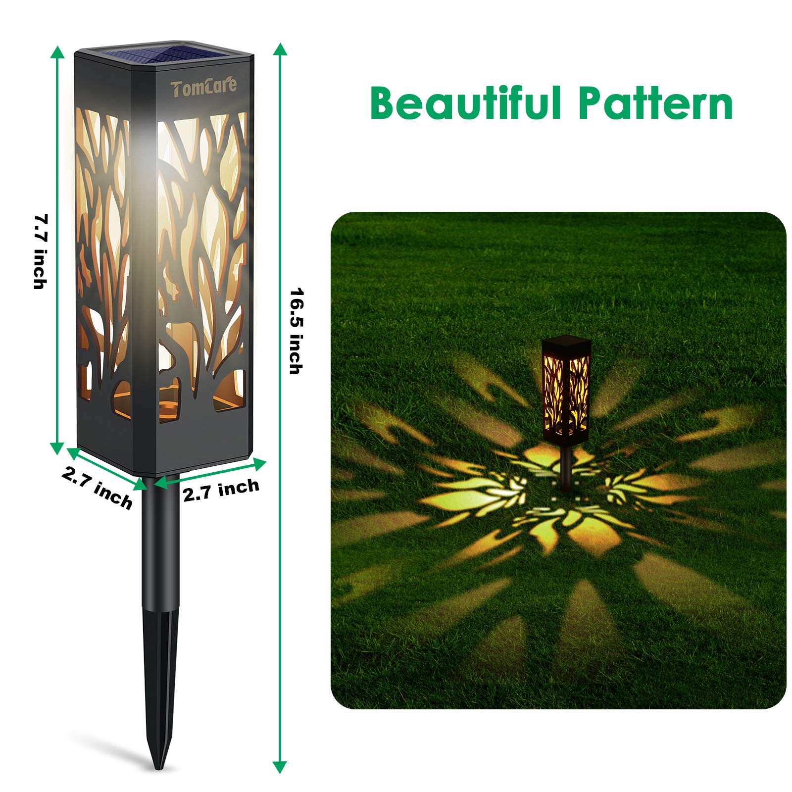 TomCare Solar Lights Outdoor - Upgraded 8 Pack Waterproof LED Garden Lights, White, Model SZ-19004, Bigger Size for Pathway & Walkway