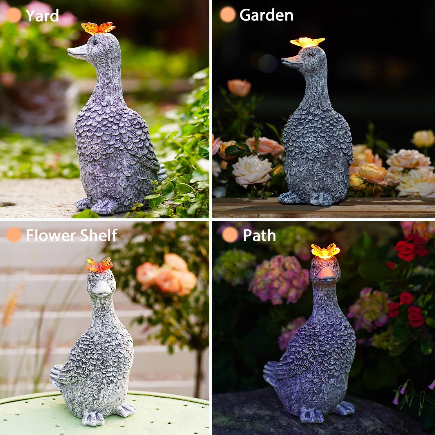 Fashionoda Solar Garden Statue Goose Figurine - Outdoor Decoration With Butterfly For Garden Yard Lawn Home Decor Outside : Unique Gifts For Mom Grandma