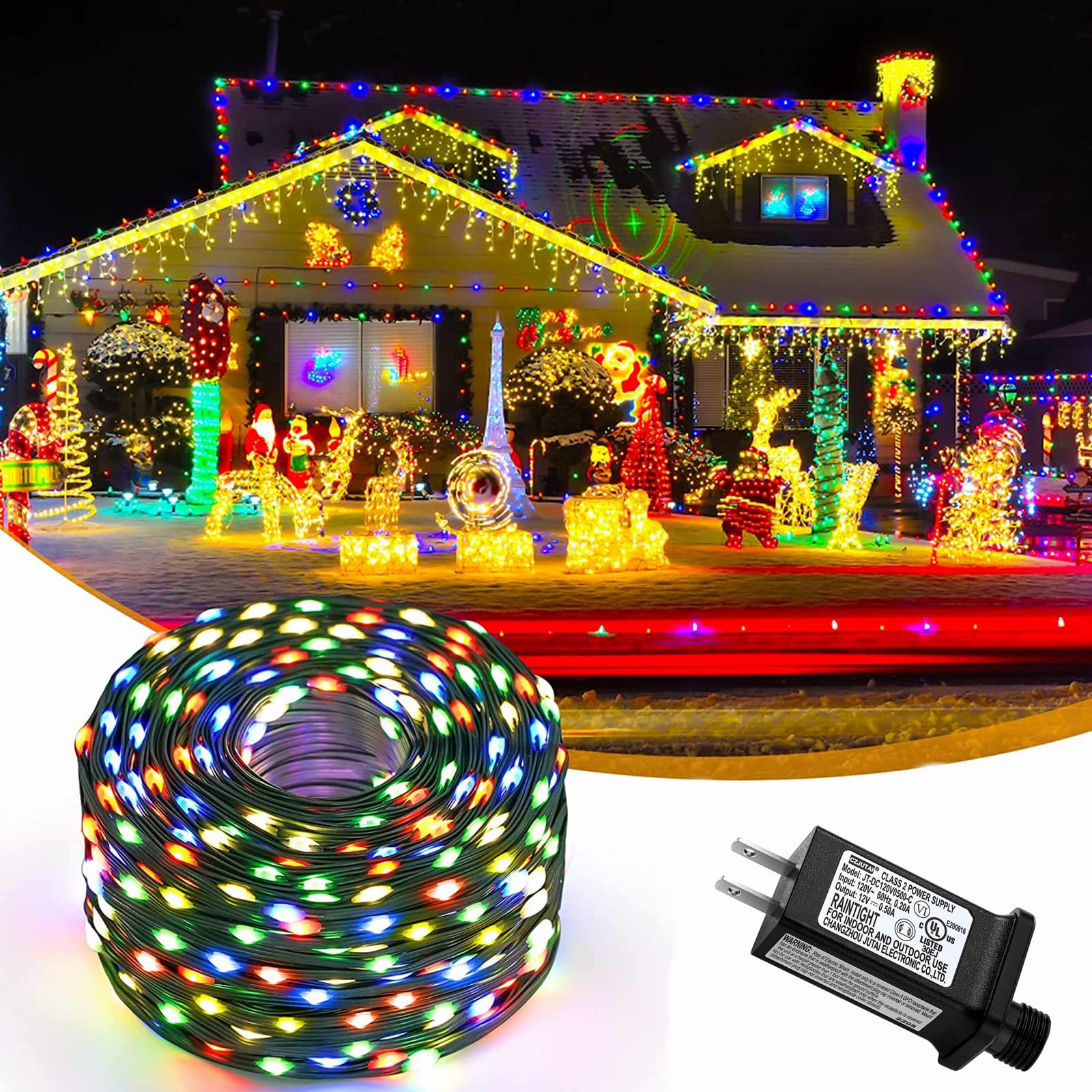 Airoads 12V LED Transformer Power Supply, 0.5A Class 2 Controller for Christmas Lights, Black, Model 12V6W, IP44 Rated