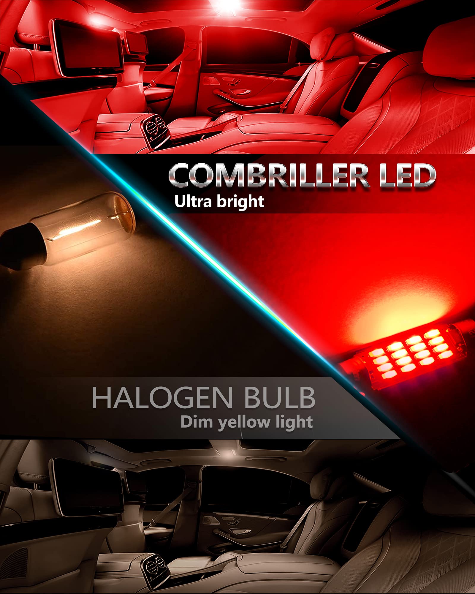 Combriller 578 Led Bulb Red 211-1 211-2 Led Festoon Bulb 41MM 42MM Led Bulb Red Super Bright, Canbus Error Free Festoon Led Bulb