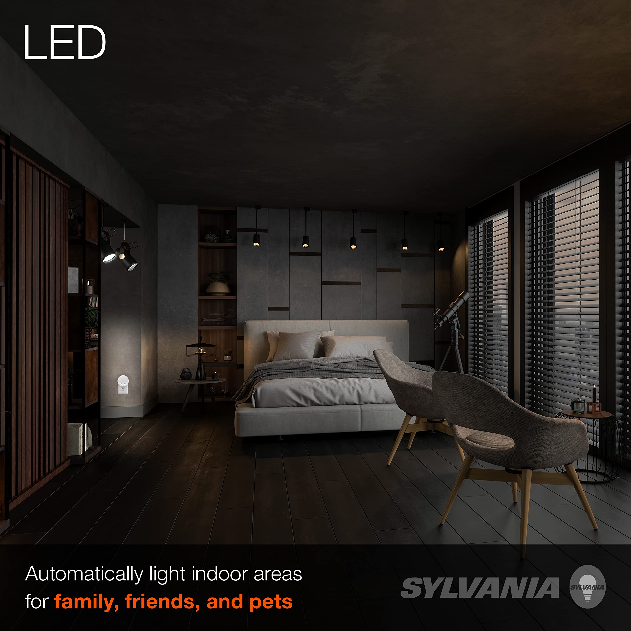 LEDVANCE SYLVANIA LED Night Light with Dual USB Ports, 3000K Warm White, Dusk to Dawn, Frosted Finish, 1 Pack, Model 65005