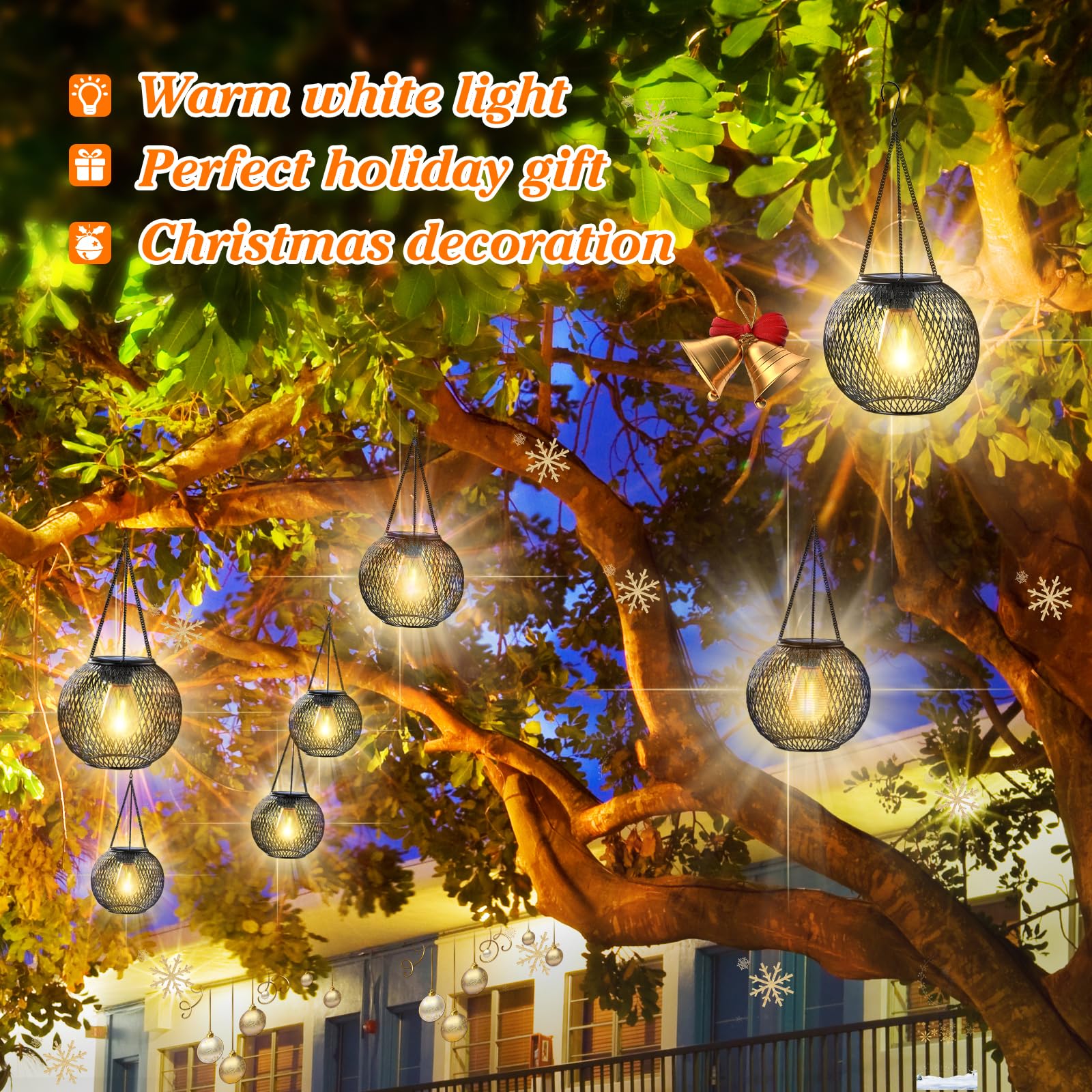 Solar Lanterns Outdoor, Ortiny Upgraded Solar Lights For Outside Decorative Outdoor Hanging Lights For Halloween Christmas Waterproof Retro Powered Lighting For Yard Garden Patio Pathway Tree,2 Pack