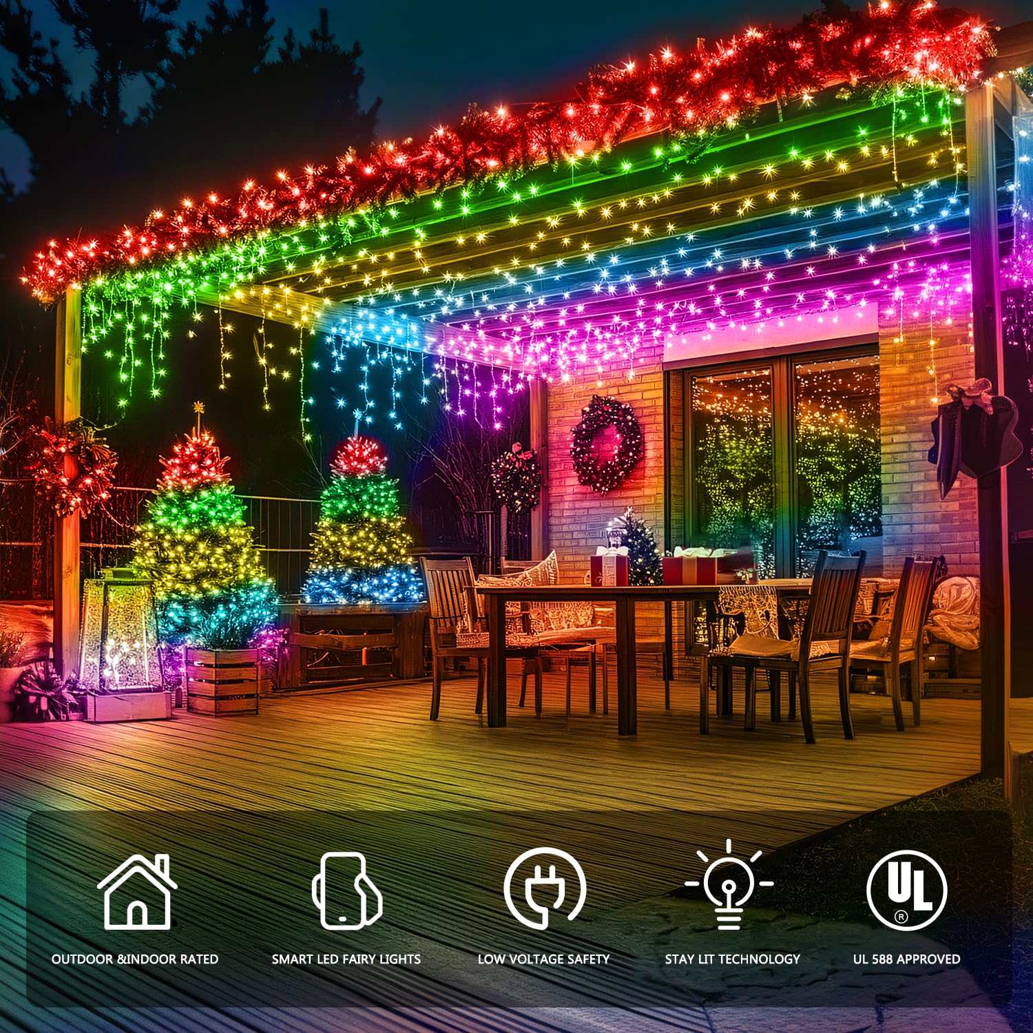 Jmexsuss 200 Led Rgb String Light Outdoor Indoor  Christmas Lights Outdoor Clear Wire Christmas Lights Plug In For Bedroom Tree Room Party Birthday Decorations
