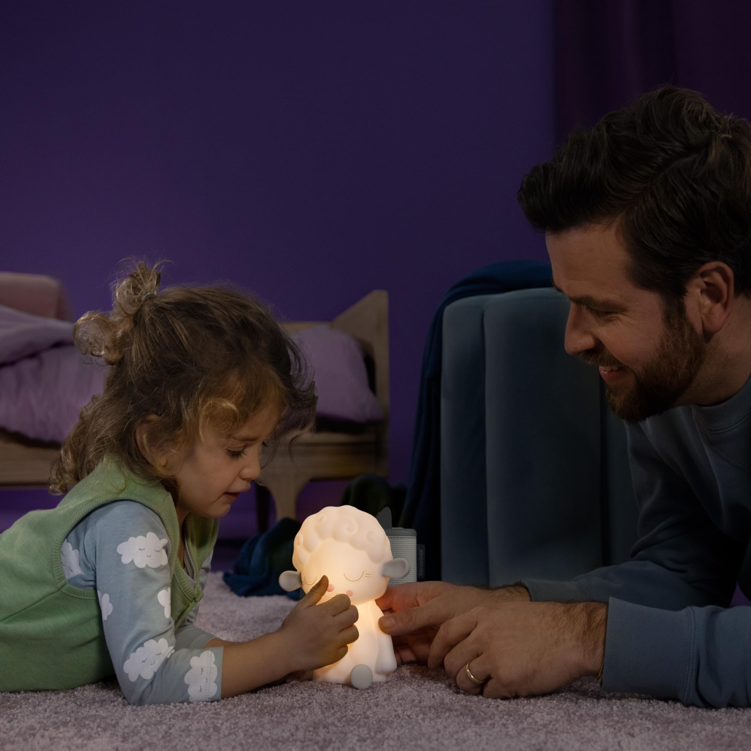 Toniebox 2 Audio Player Bundle for Kids 1+ with Sleepy Sheep Night Light - Moon Gray