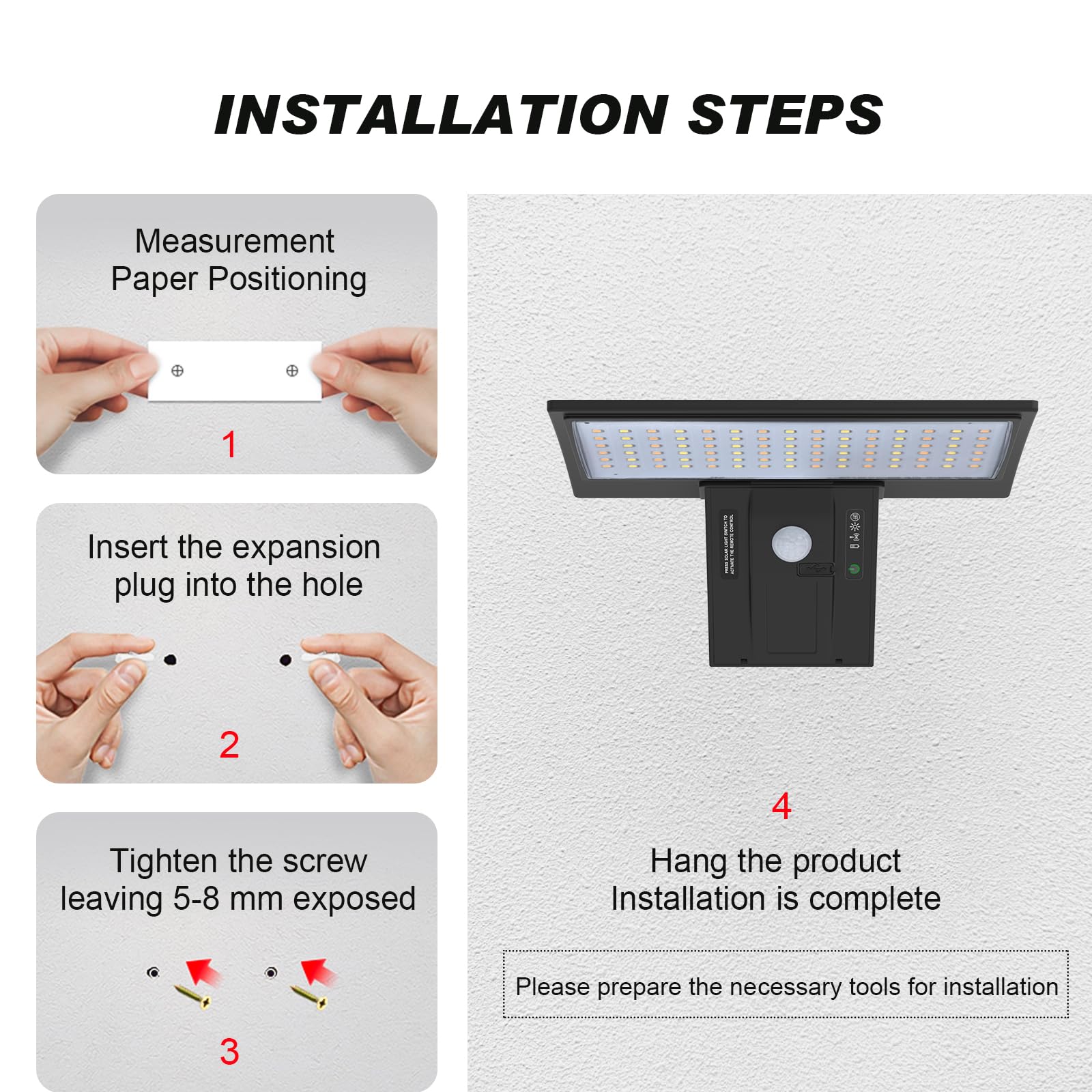 Hrevorryda Solar Lights Outdoor Waterproof-4 Lighting Modes Wall Light With Remote 520Lm Ip65 Waterproof Motion Sensor Outdoor Lights Powered For Front Door Yard Deck Fence Garage Pathway (4.2W)