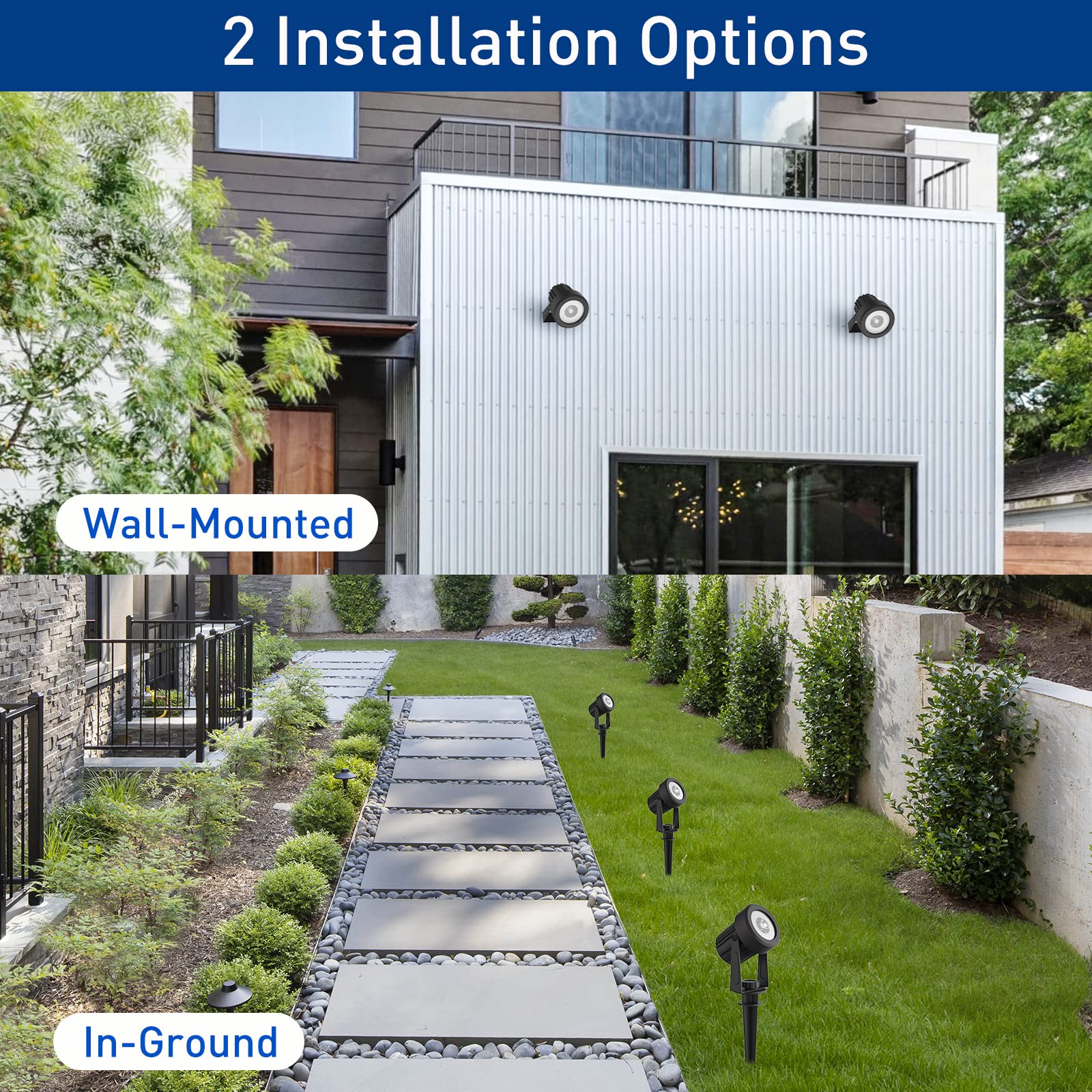 Solar Landscape Spotlights 4 Pack Warm White 3000K, T-Sunus Ip65 Waterproof Outdoor Solar Spot Lights For Yard 9.8Ft Cable, Sepa