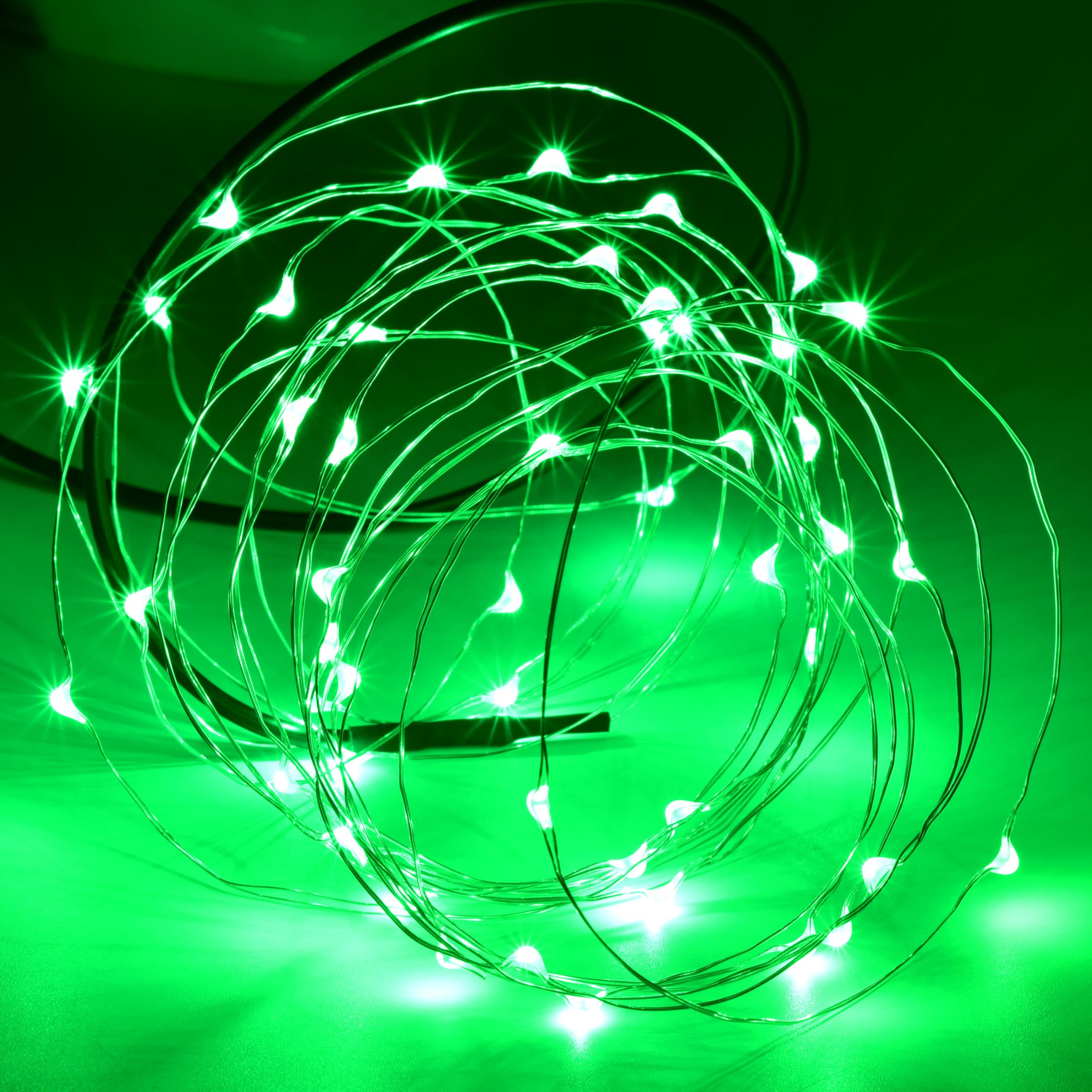 Karlling Usb Plug In Led Fairy Lights 5 Packs Of 50 Led Bulbs 16 Ft Silver Wire Waterproof Starry String Lights For Bedroom Patio Garden Party Wedding Commercial Lighting (Green)