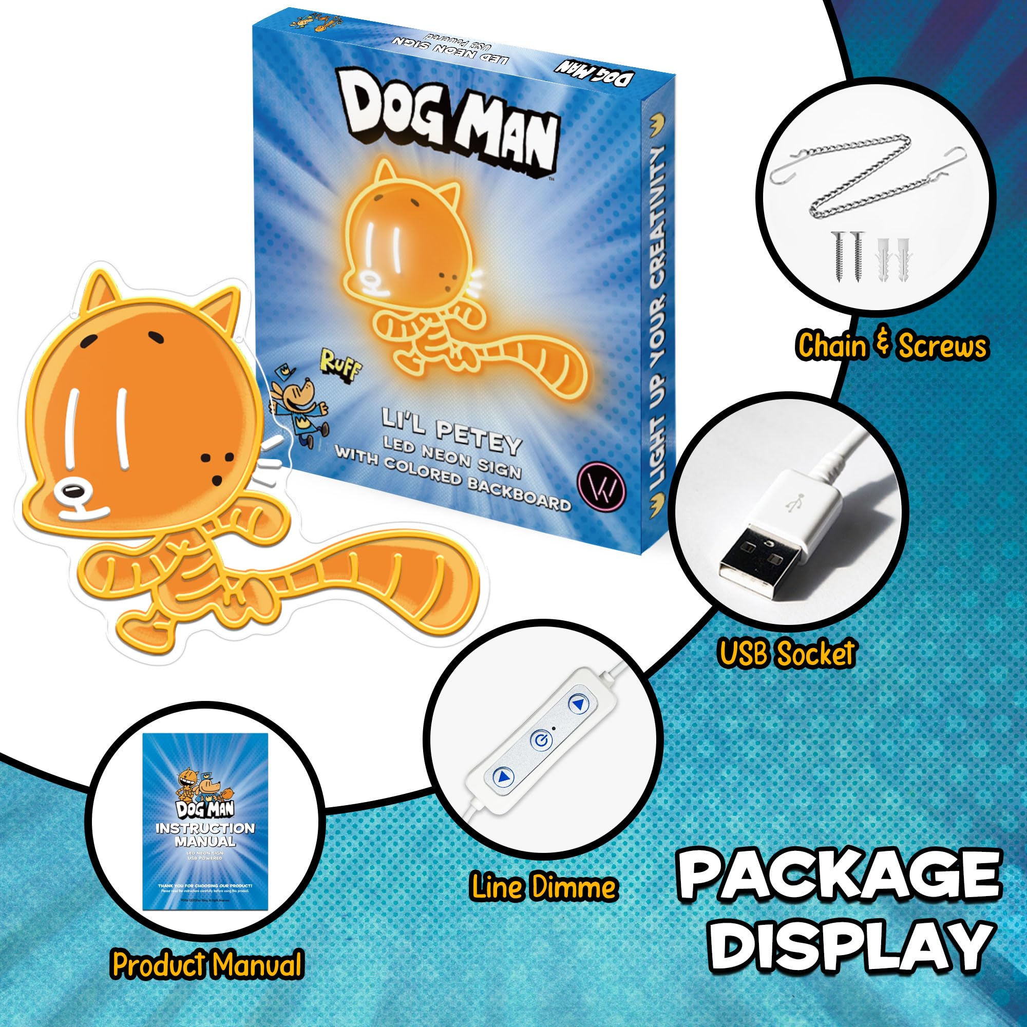 Officially Licensed Cat Kid Uv discomfort-reducingted Led Neon Light - Inspired Wall Art  Vibrant Kids Room Decor  Superhero-Themed Night Light  Gift For Dog Man Book Fans (15 * 12.8)