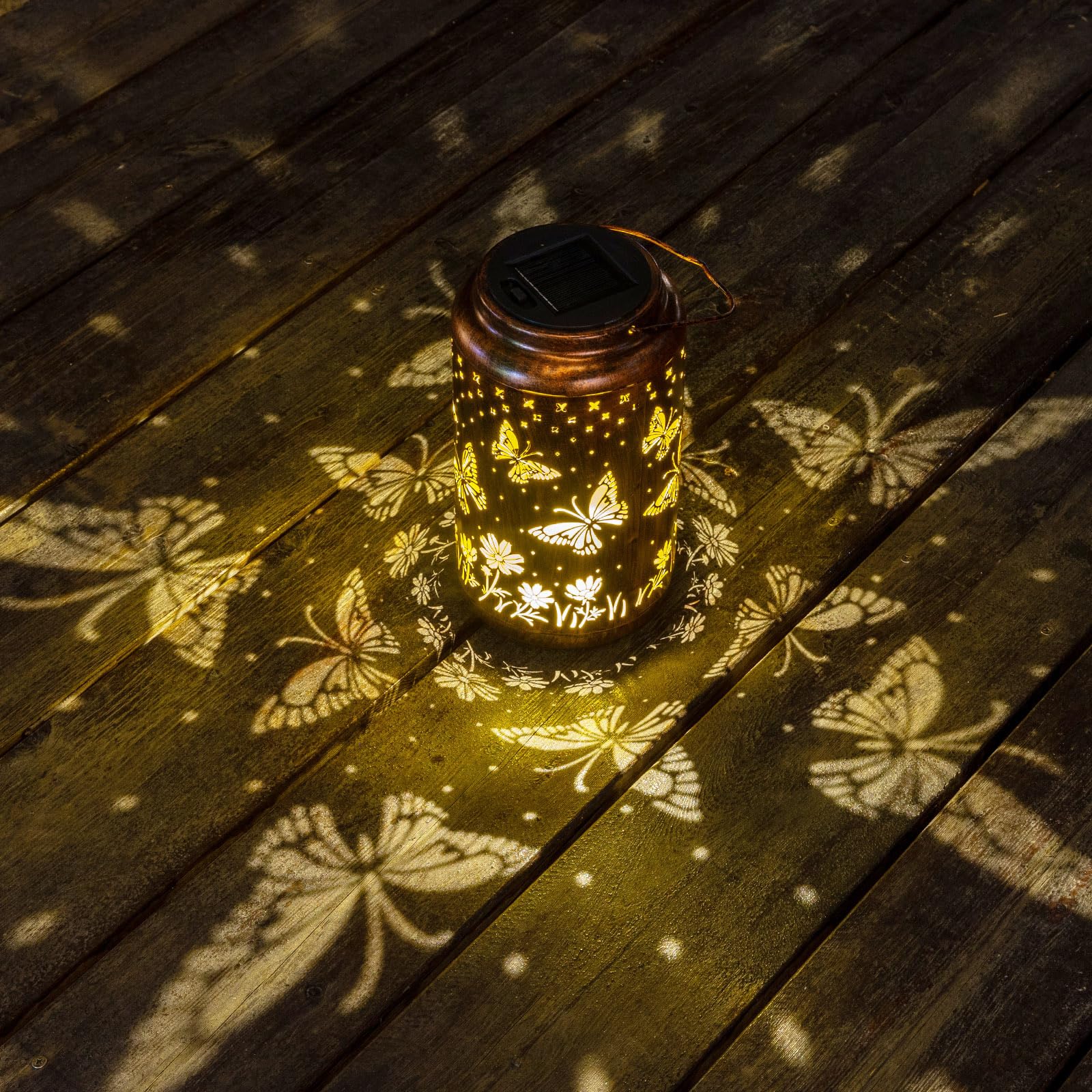 Pearlstar Butterfly Lantern Outdoor Solar Hanging Lantern Lights Decorative Solar Light Waterproof For Table Patio Yard Garden L